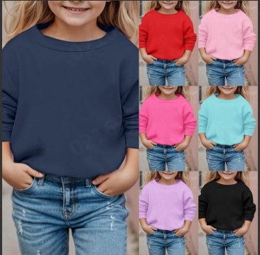 thumbnail video image 2 of Long Sleeve Shirts for Girls Fall Cute Shirts HUITKMMKids Crewneck T-shirts Trendy Cute Crop Tops Tween Girls Clothes, 2 of 6