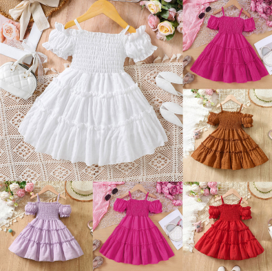 thumbnail video image 2 of OJinShaWanO Toddler Summer Dresses for Wedding Toddler Kids Baby Girls Tutu Dress Tulle Ruffles Solid Princess Wedding Party Dresses 12-18 Months, 2 of 7