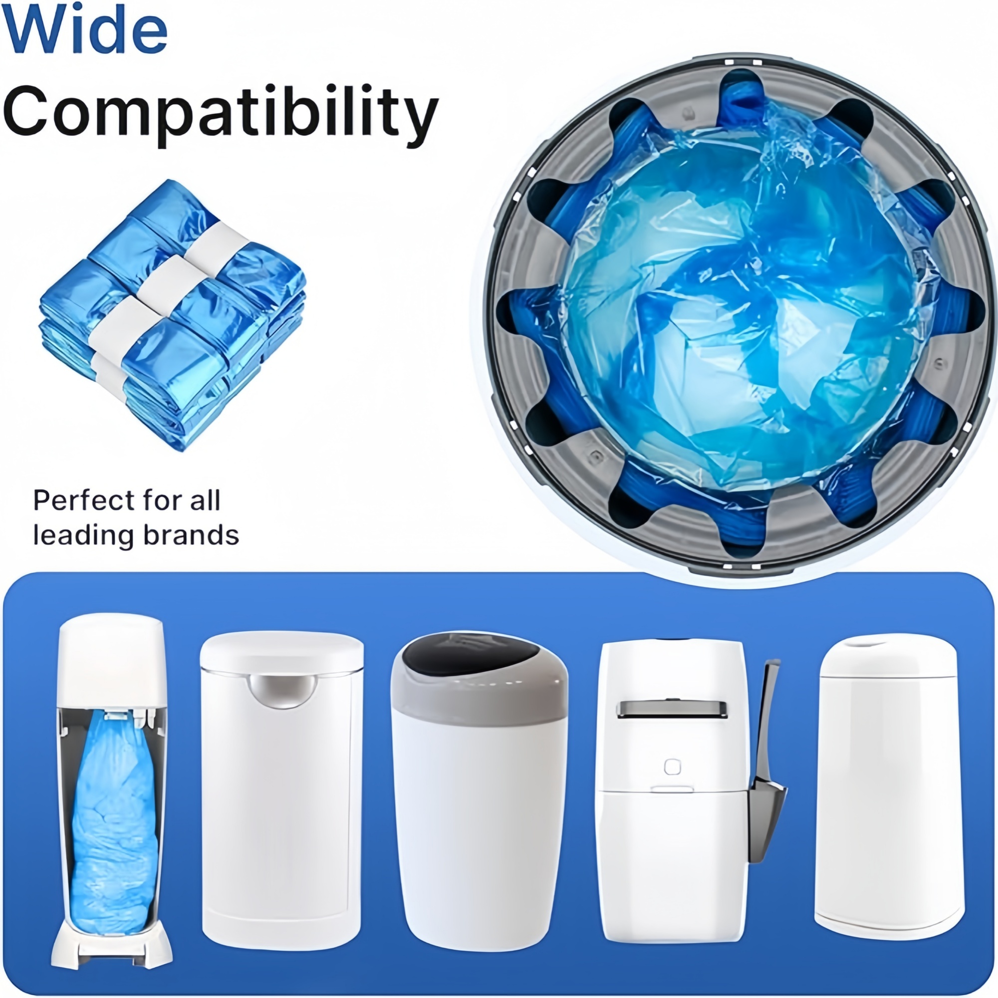 thumbnail video image 2 of Diaper Pail Replacement Bag 3-Pack - Unscented, Holds 700 Newborn Diapers, Blue, 2 of 8