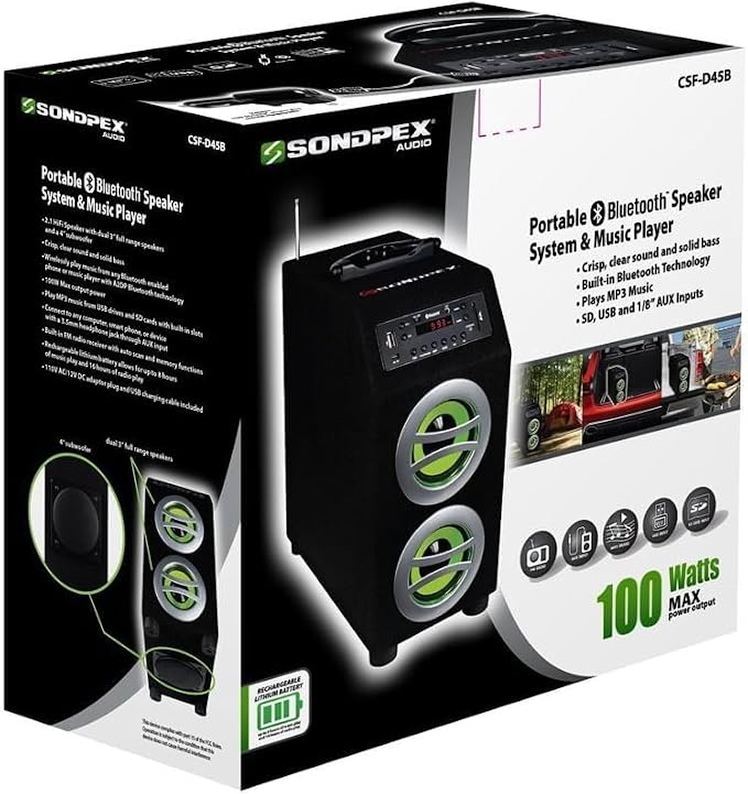 thumbnail video image 2 of SDX Portable Bluetooth Speaker System, Wireless Boombox TWS Pairing Loud Stereo Sound Deep Bass Large Party Speakers for Outdoor Home Camping Music Player, 2 of 6