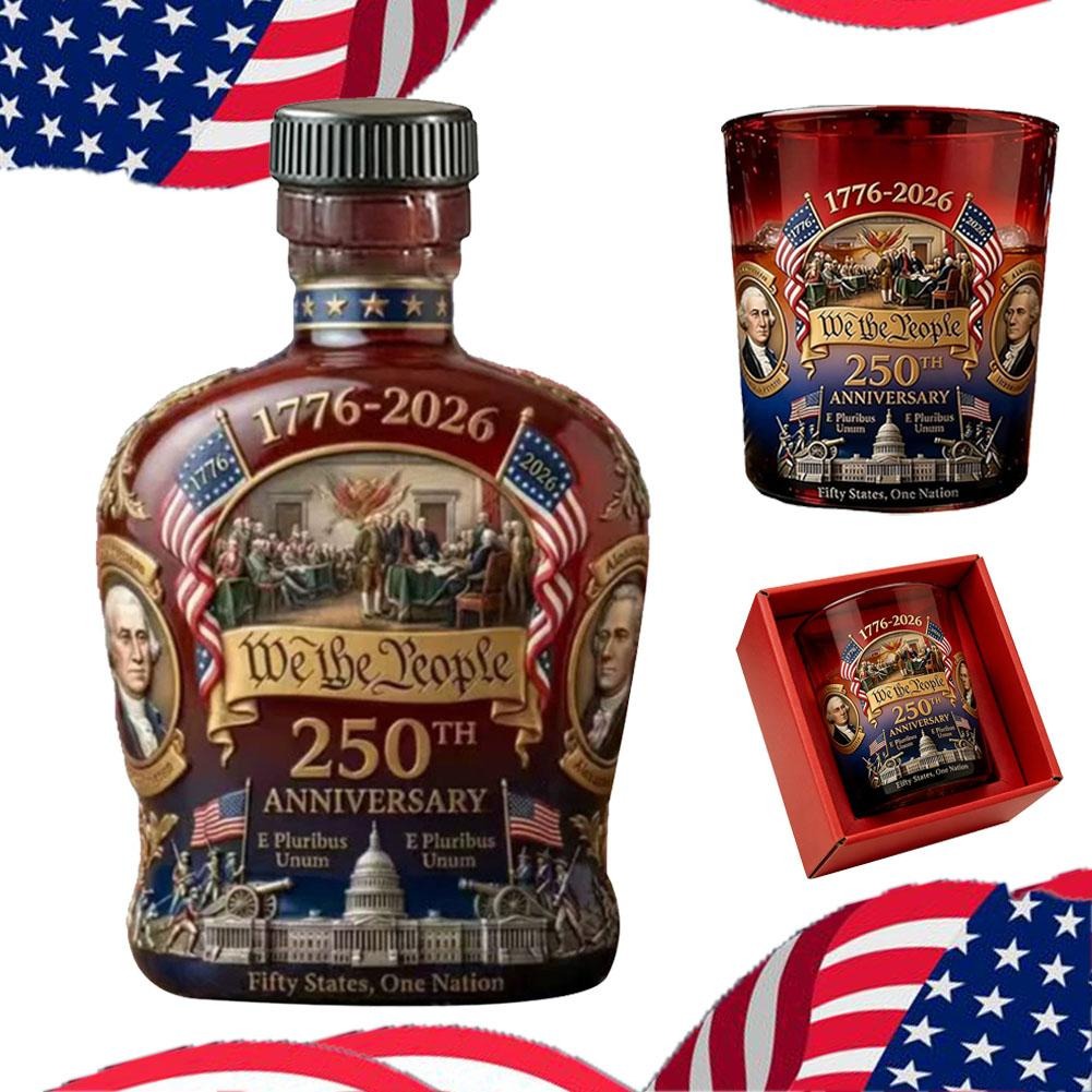 thumbnail video image 2 of U.S. 250th Anniversary Commemorative Whiskey Bottle, 250 Anniversary Whiskey Bottle, 250th Anniversarys Personal Reserve, Father's Day Patriotic Giftfor Liquor Scotch Bourbon or Wine, 2 of 11