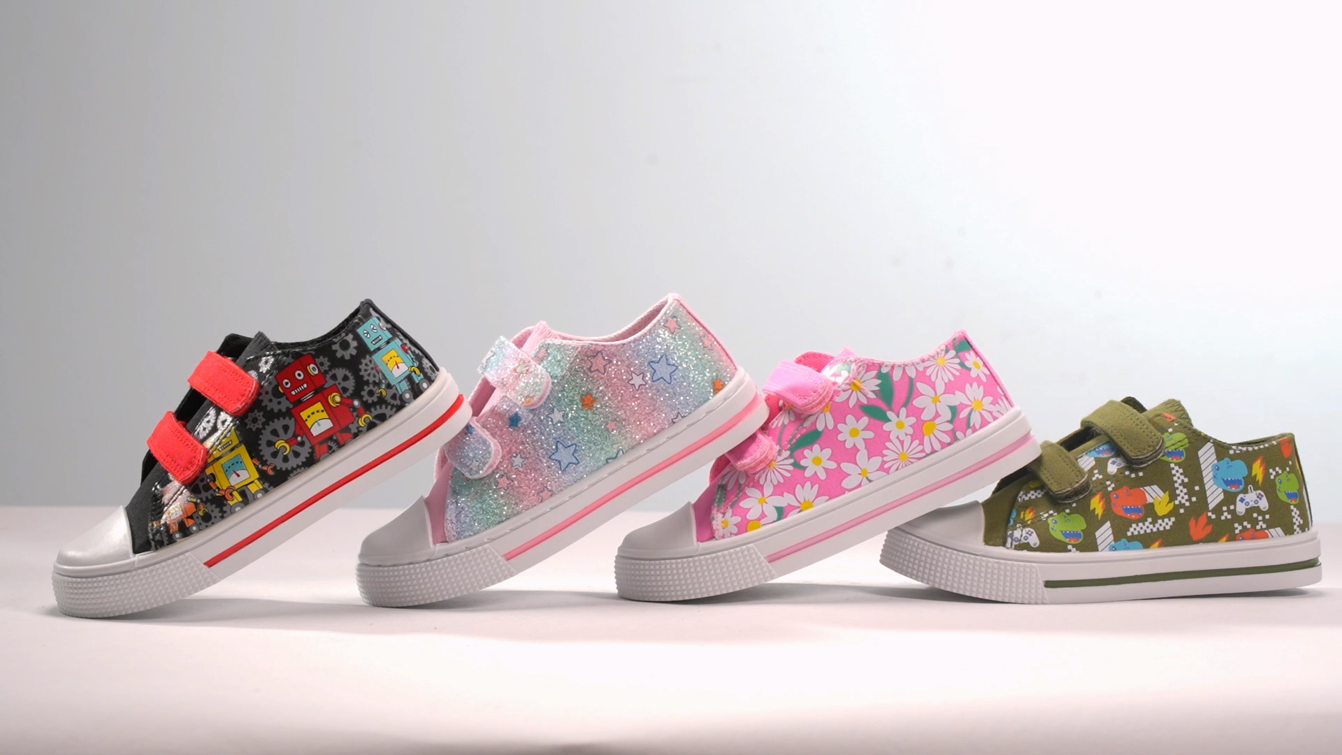 thumbnail video image 2 of Toddler Sneakers for Boys Low Top Canvas Shoes Kids Casual Adjustable Straps Walking Shoes, Robot, Size 12, 2 of 8