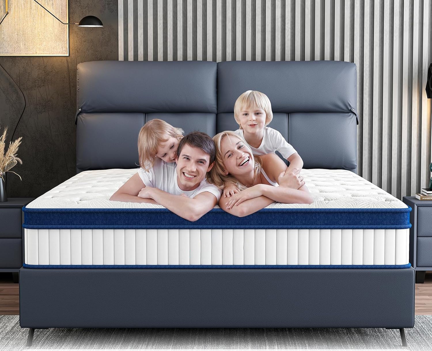 thumbnail video image 2 of Queen Mattress, 12 Inch Memory Foam Mattress in a Box, Zoned Pressure Relief, Individually Wrapped Pocket Coils Innerspring Mattress, Support & Pressure Relief, Medium Firm Feel, White, 2 of 13