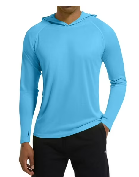 thumbnail video image 2 of Homeyce Men's Hooded UPF 50+ Long Sleeve Shirts Uv Protection Swim Fishing Lightweight Hoodie with Hood Quick Dry T Shirts Rash Guards,Dark Gray L, 2 of 7