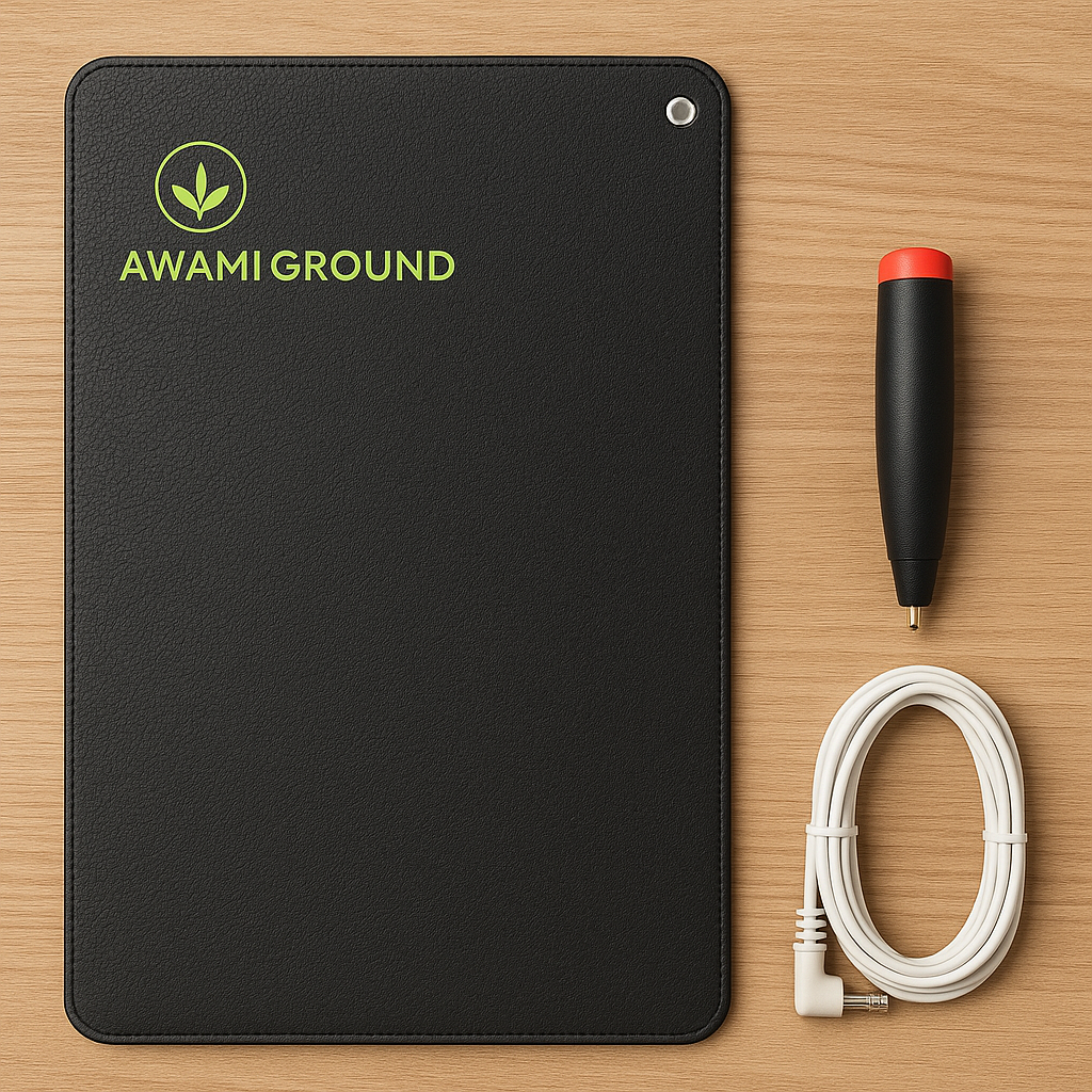 thumbnail video image 2 of Awami Grounding Mat – Indoor Earthing Mat | 15 ft Cord, Carbon Surface for Sleep | 24" x 16", 1 pack, 2 of 11