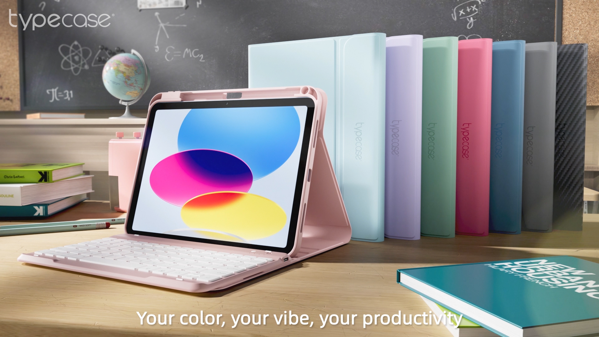 thumbnail video image 2 of typecase Keyboard Case for iPad 10th Generation 10.9 inch, Wireless Detachable Folio Keyboard Cover, Pencli Holder, 7-Color, Thin & Light, Pink, 2 of 9