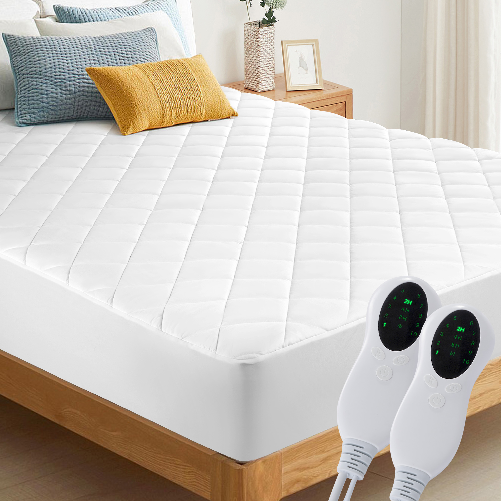 thumbnail video image 2 of Hawsaiy King Size Heated Mattress Pad, Electric Bed Warmer with 10 Heat Settings, 2-4-8H Auto Off, Coral Fleece, Deep Pocket up to 18", Machine Washable, Gray, 2 of 8