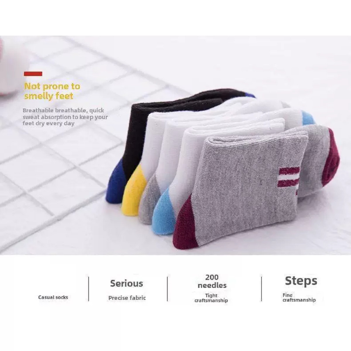 thumbnail video image 2 of Men Sports Low Cut Quarter Ankle Socks Men's Casual Sport Breathable Socks Pack of 5 Pairs, 2 of 5