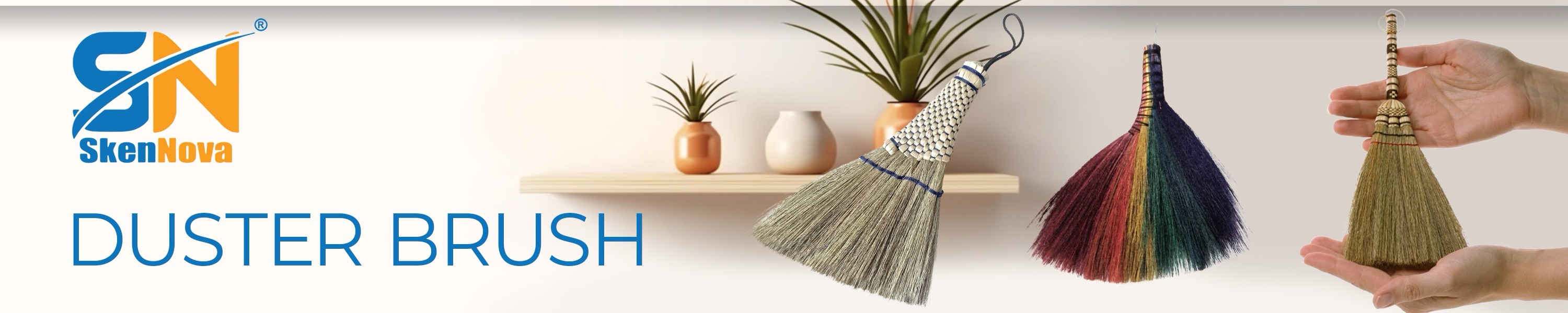 thumbnail video image 2 of SN SKENNOVA Mini Brush with Natural Bristles, Compact Straw Sweeping Stick, 13.5 in, 1 Count, 2 of 6