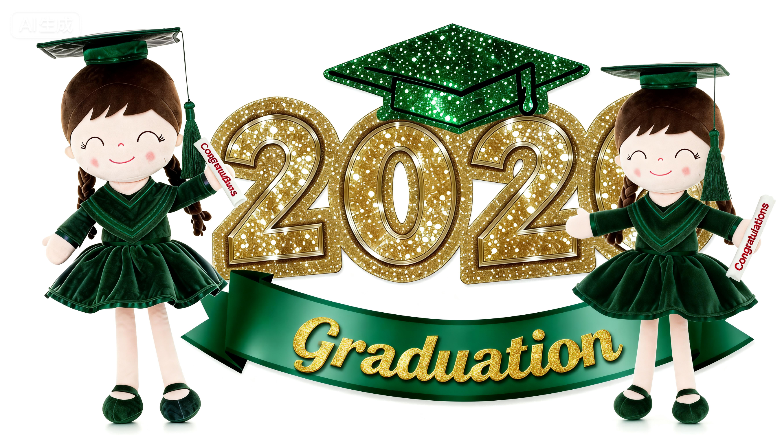 thumbnail video image 2 of Gloveleya 16" Green Graduation & Back-to-School Plush Doll - 2026 Milestone Gift for Kids, 2 of 10