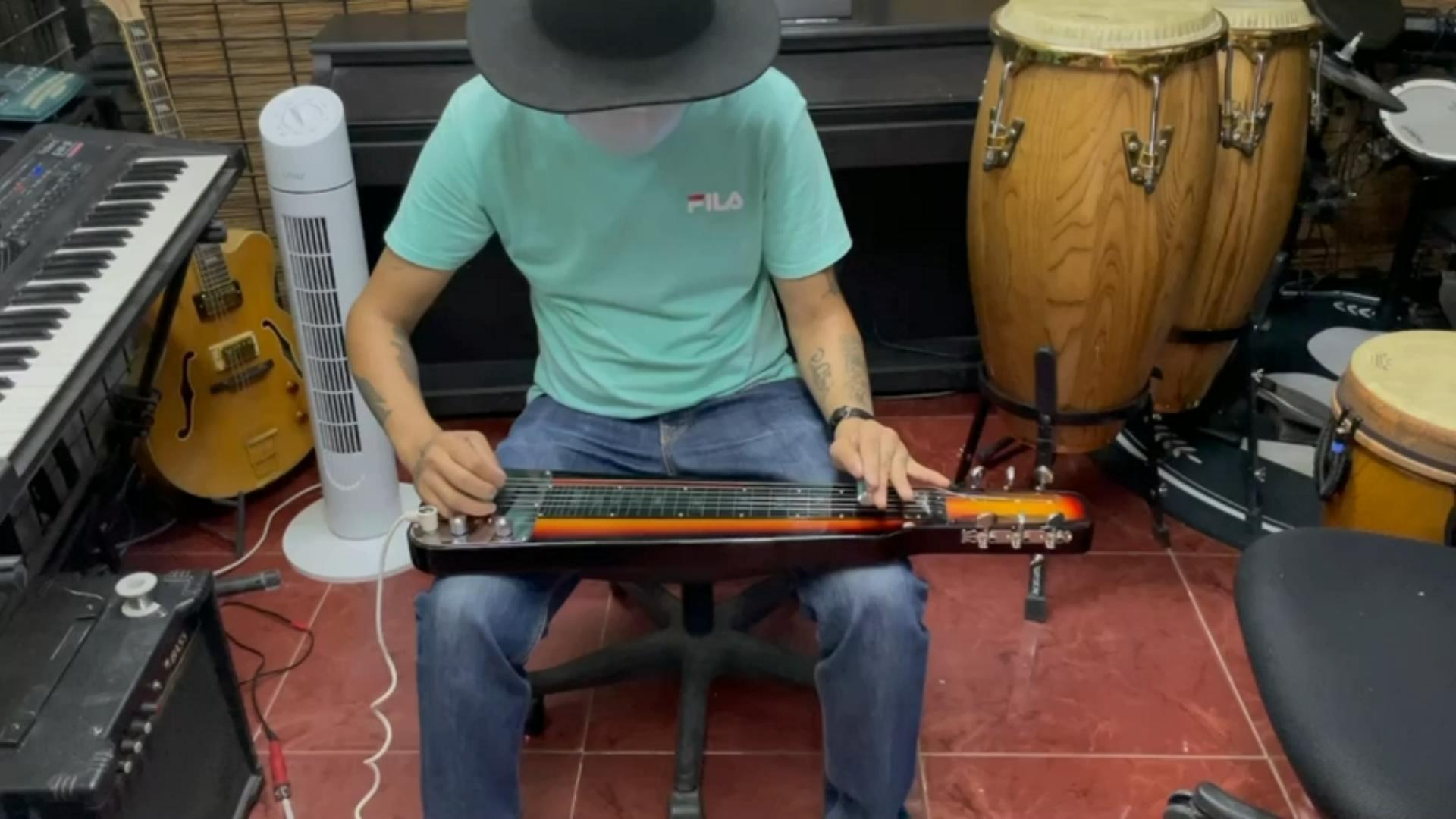 thumbnail video image 2 of Batking Lap Steel  Guitar Electric Slide Guitar Electric Guitar, 6-String with Slotted Headstock, Black, 2 of 9