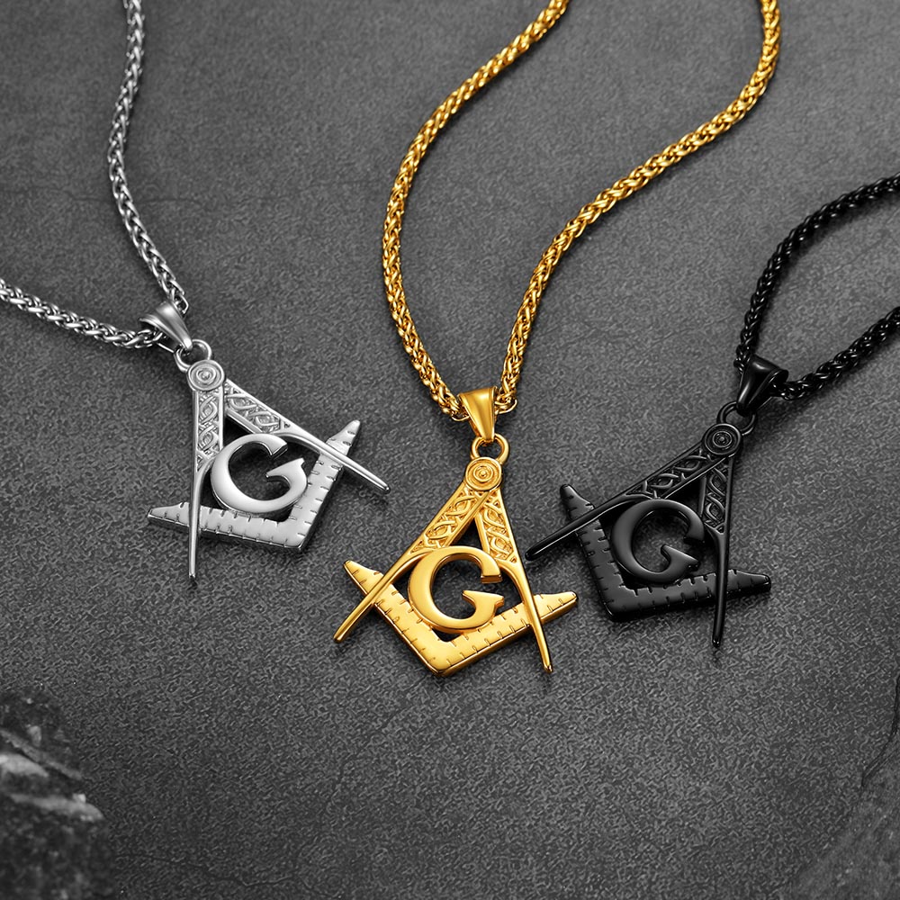 thumbnail video image 2 of FaithHeart Masonic Necklace for Men, Freemason Compass Symbol Gold Plated Free and Accepted Masons Pendant Jewelry Gifts for Husband Anniversary, 2 of 9