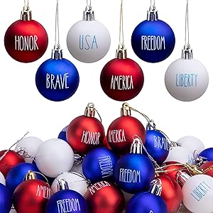 thumbnail video image 2 of Ebaokuup 36 Pcs 1.57" Patriotic Letter Balls, Red White Blue Hanging Ornaments for 4th of July Memorial Day, 2 of 8