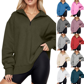 thumbnail video image 2 of snowsong Sweatshirt For Womens Oversized Half Zip Pullover Long Sleeve Sweatshirt Quarter Zip Hoodie Sweater Womens Sweatshirt Fall Outfits Women Trendy Womens Long Sleeve Tops Red S, 2 of 4
