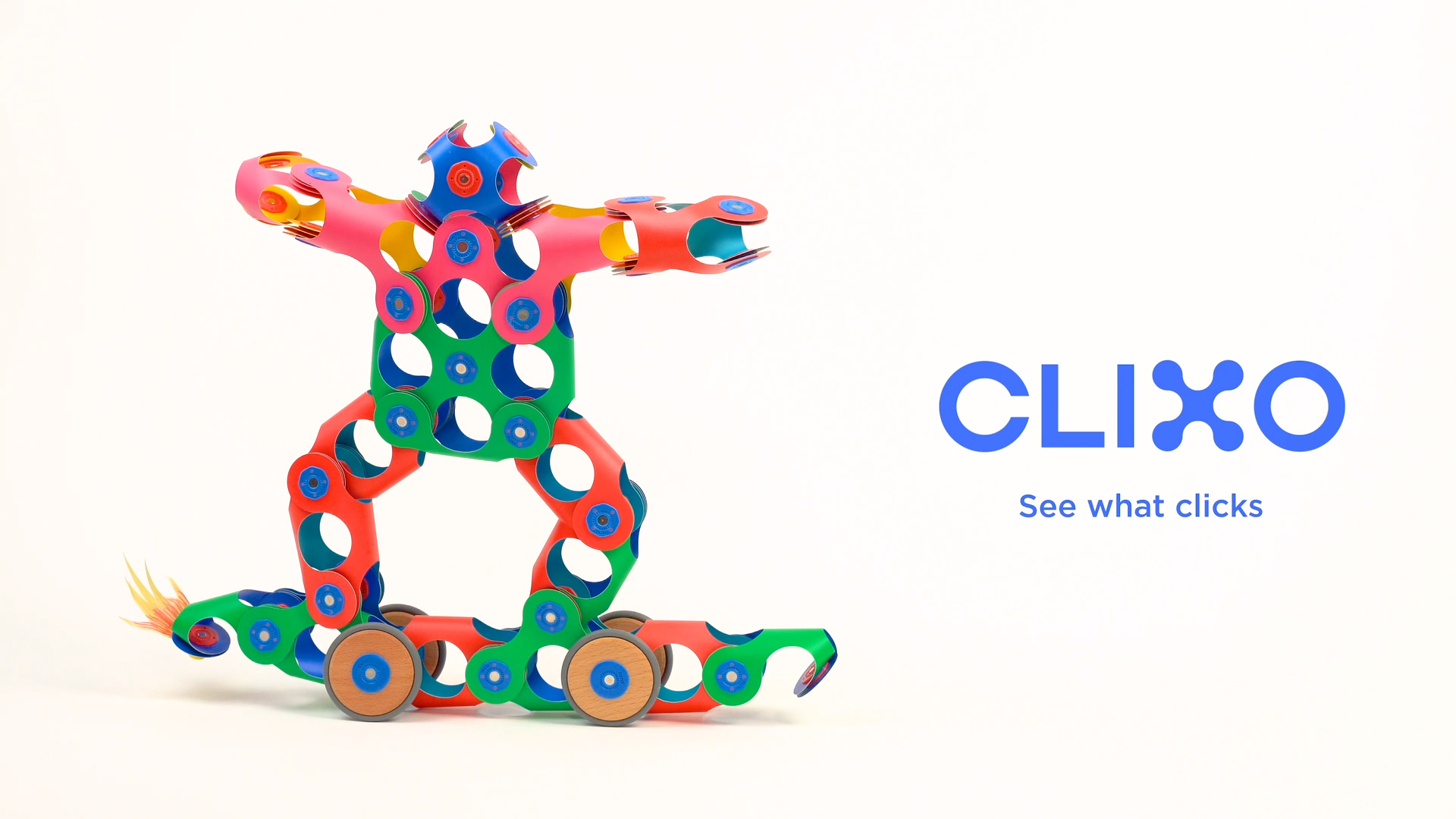 Clixo Wheel Creator Pack, 72 Pieces, Multicolor, Flexible Magnetic ...