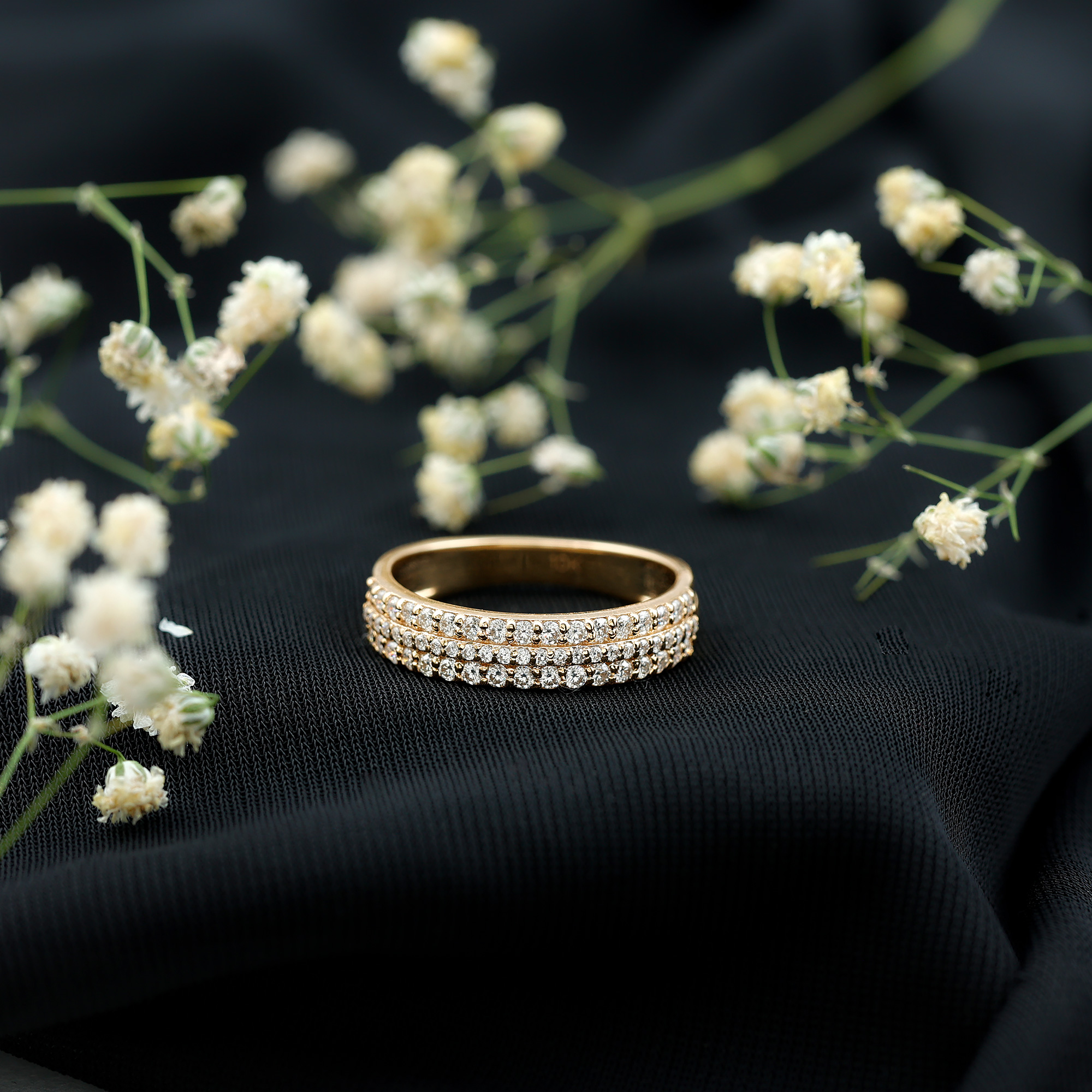 thumbnail video image 2 of Rosec Jewels 3 Row Diamond Band Ring - Lab Grown Diamond Wedding Ring (EF-VS Quality, with Jewelry Box), 14K White Gold, US 9.50, 2 of 9