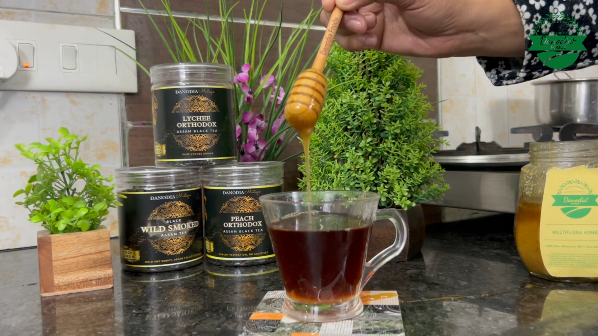 thumbnail video image 2 of Danodia Foods Lychee Orthodox Assam Black Tea Loose-Leaf Organic 100g, 2 of 9