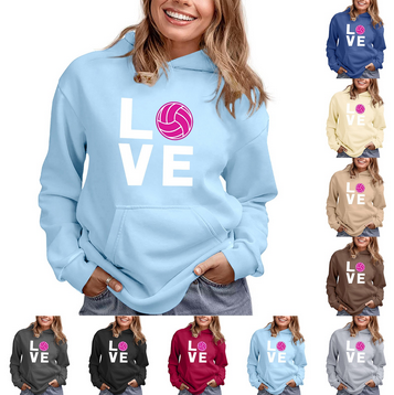thumbnail video image 2 of Baqcunre Valentine's Day Shirts for Women LOVE Volleyball Hoodie with Pockets for Teen Girls Female Fans Sweatshirt (Beige S-XXL), Long Sleeve Shirts for Women Graphic Tees Womens Fashion Womens Tops, 2 of 5