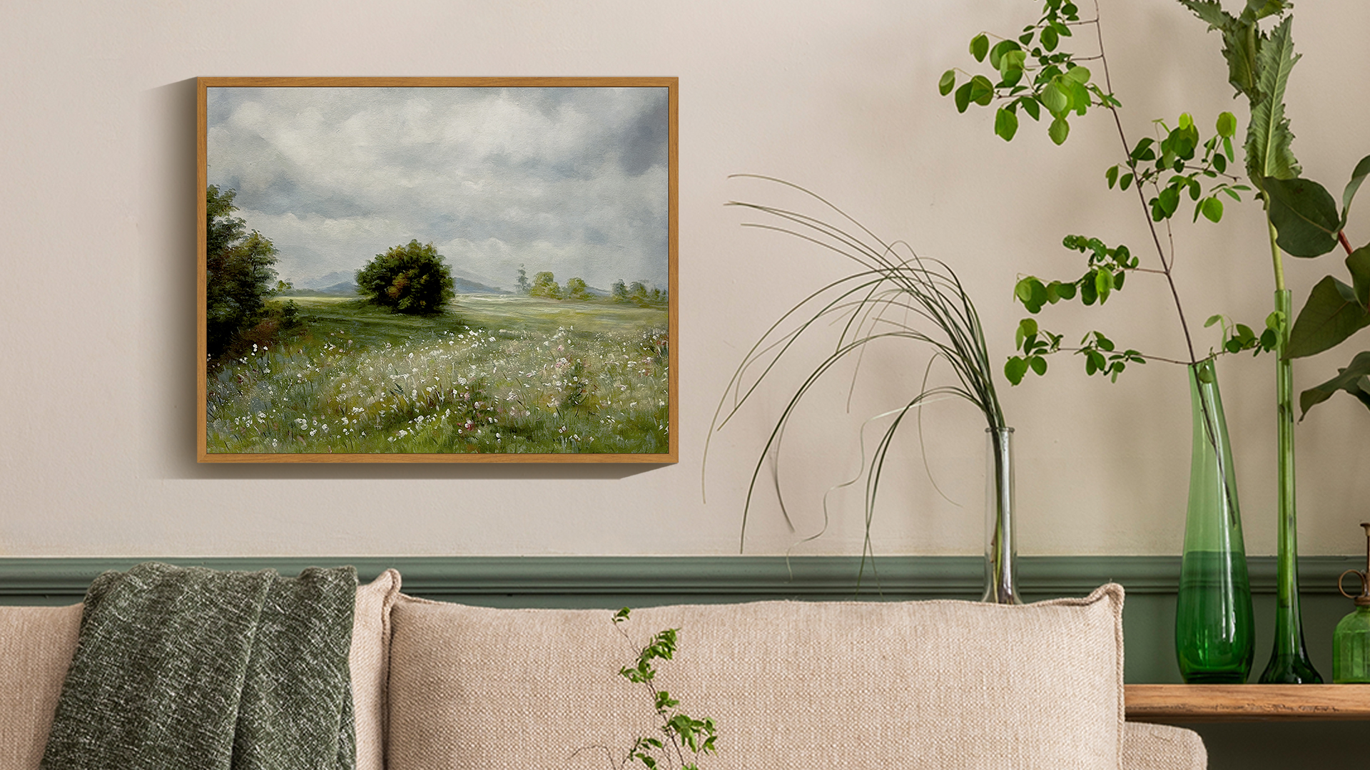 thumbnail video image 2 of Drsoum Vintage Landscape Canvas Wall Art Home Decor Grassland Classic Wall Prints Farmhouse Bathroom Office Decor 10x10in Natural Framed, 2 of 6