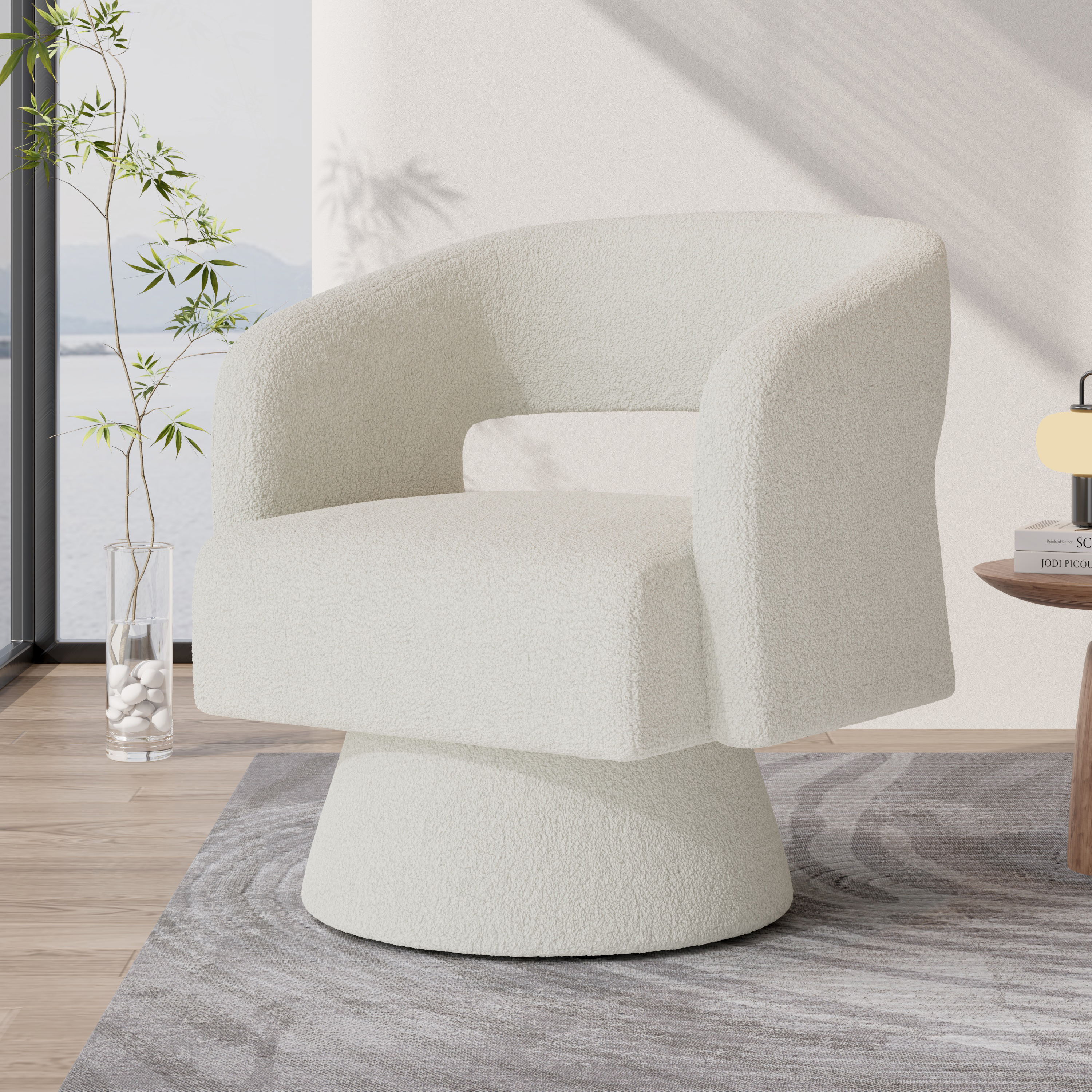 thumbnail video image 2 of Hawsaiy Swivel Barrel Accent Chair, Oversized Teddy Upholstered Armchair with 360° Rotation, Modern Comfy Lounge Chair for Living Room, Bedroom, Office, Green(2Pcs), 2 of 10