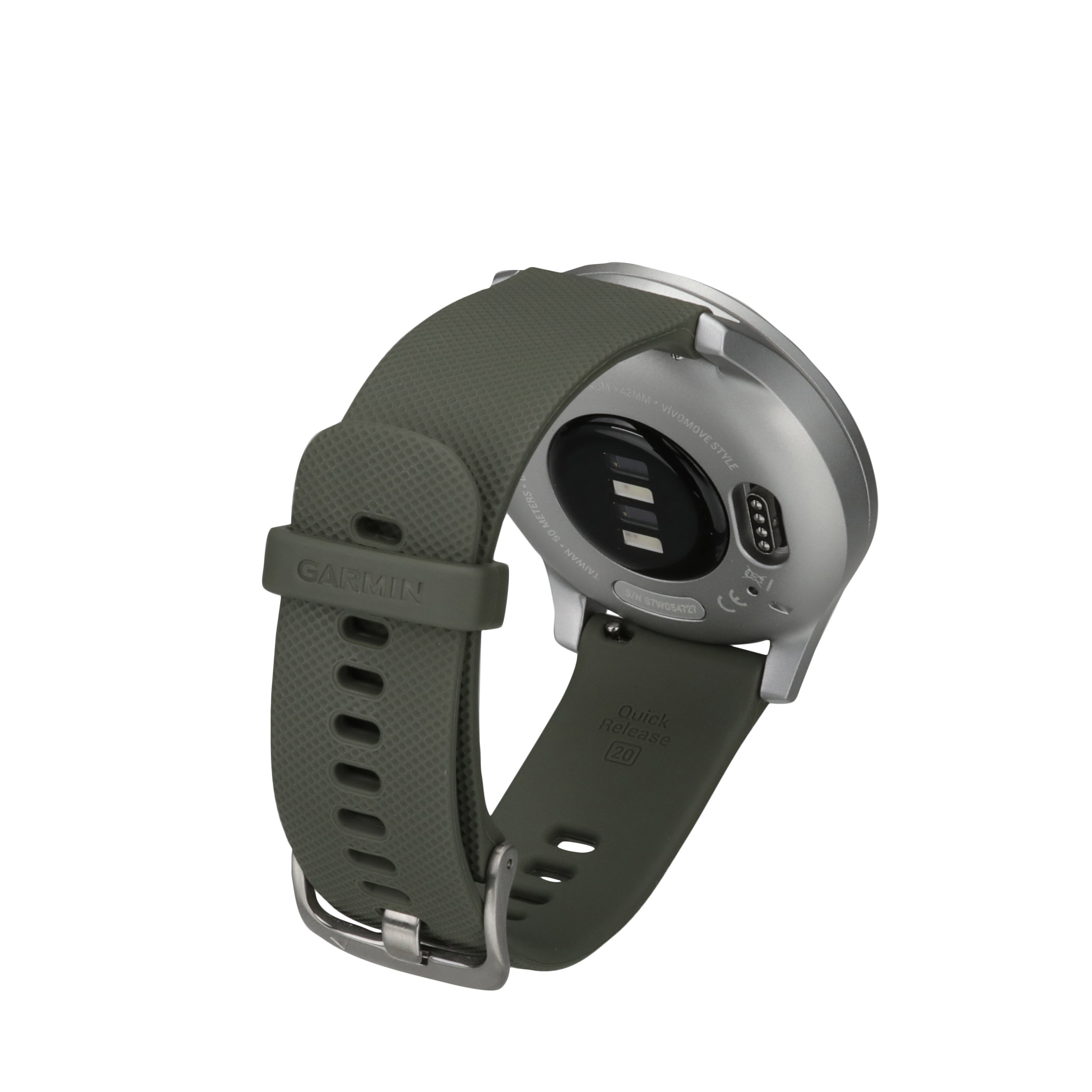 Garmin Vivomove® Smart Watch, Style Moss Green with Silver