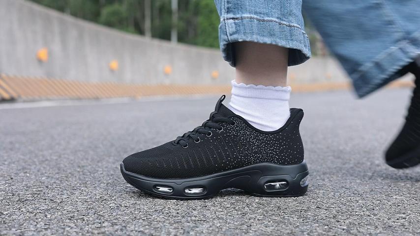 thumbnail video image 2 of JOYFON Womens Slip on Walking Shoes Comfortable Running Tennis Shoes Athletic Gym Workout Jogging Fashion Sneakers Black Size 8.5, 2 of 7