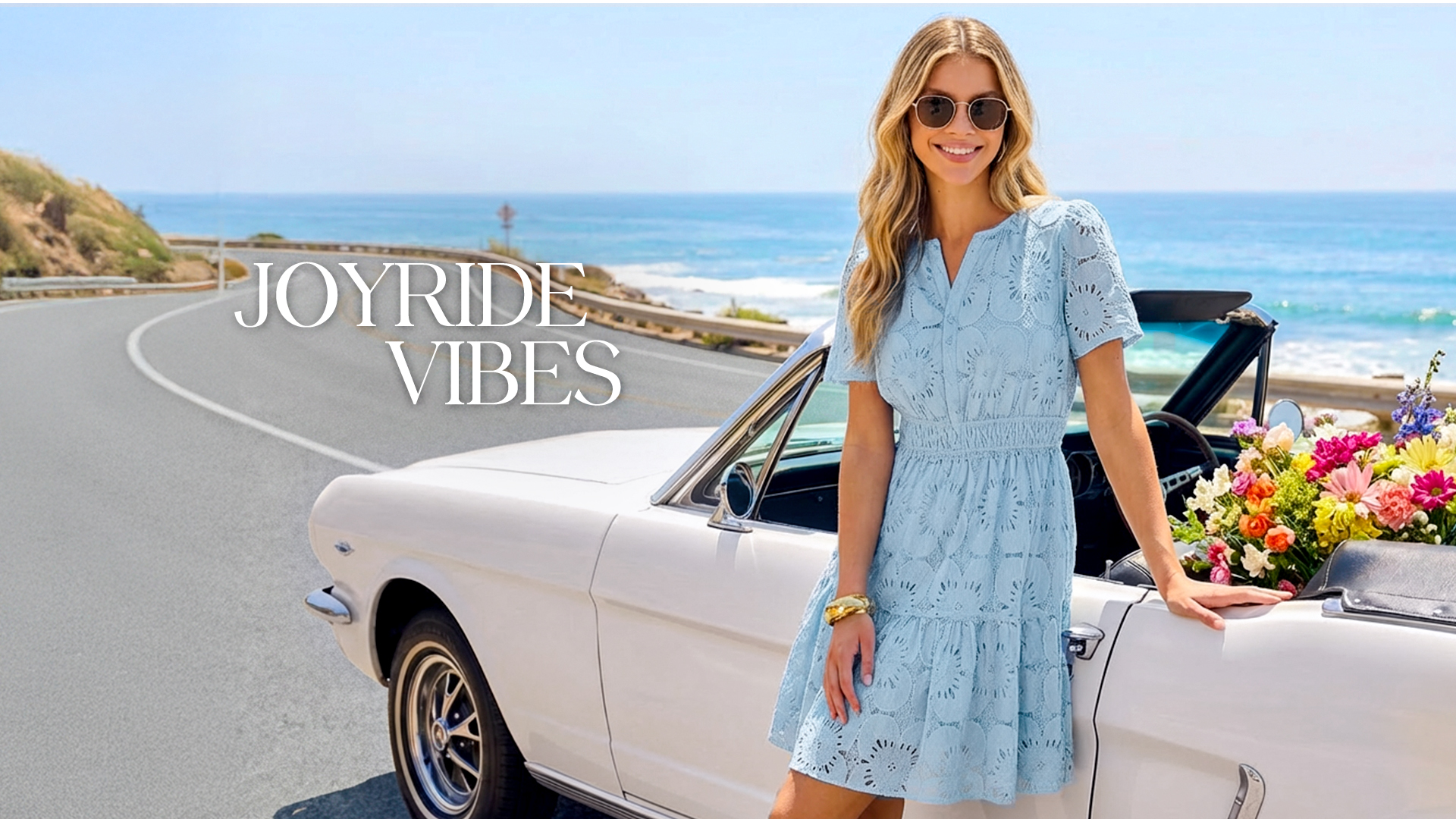 thumbnail video image 2 of Merokeety Womens Summer Dresses Eyelet Floral Ruffle A Line Mini Beach Vacation Dress Blue m, 2 of 6
