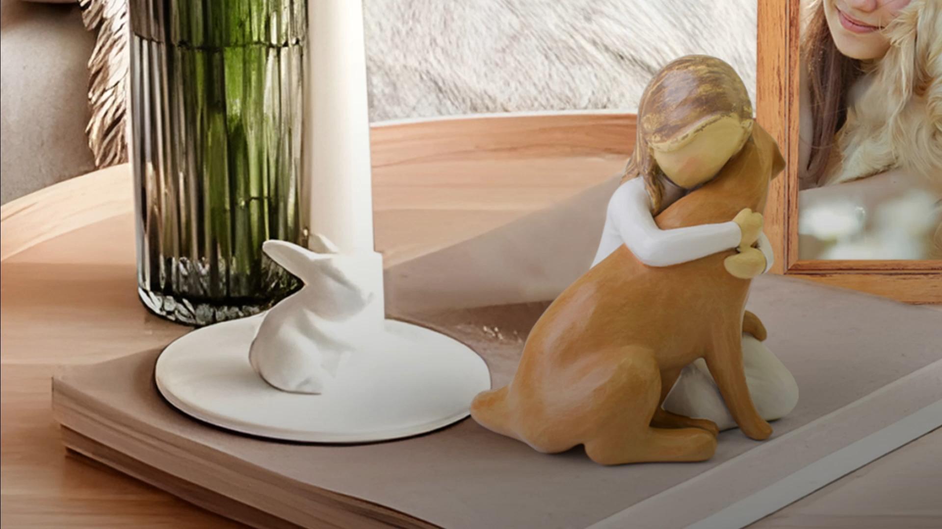 thumbnail video image 2 of thovorrnl Dog Angel Figurine, Friendship Memorial Gifts for Loss of Pet, Sympathy Bereavement Sculpted Hand-Painted Statue Christmas Home Decor, 2 of 9