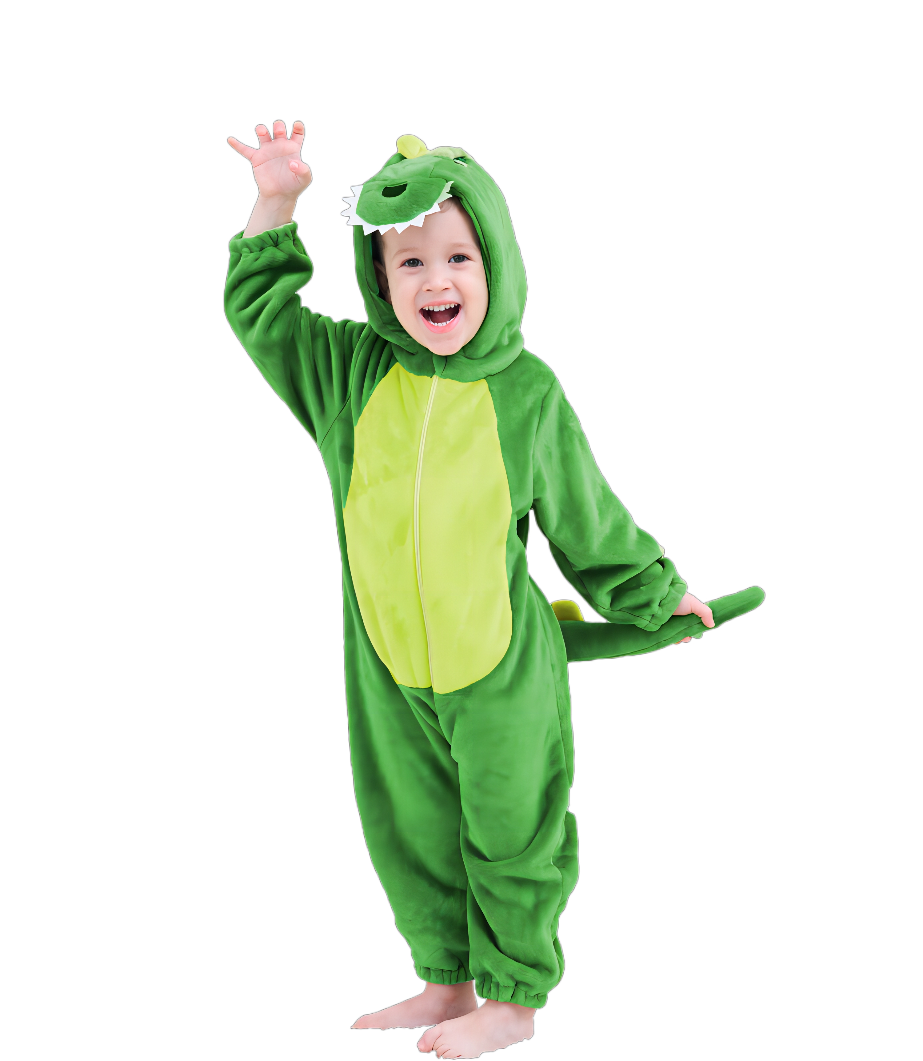 thumbnail video image 2 of LOLANTA Toddler Dinosaur Animal Costume Unisex Baby Kids Flannel Hooded Romper Jumpsuit Dress Up Outfit, 2 of 5