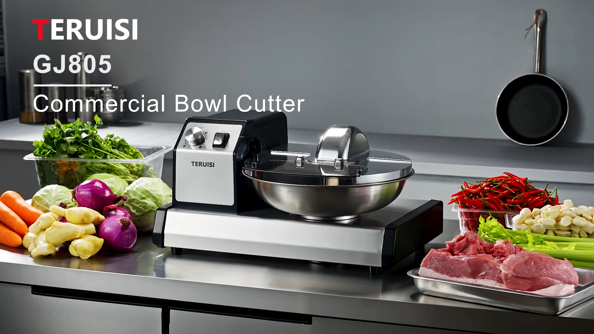 thumbnail video image 2 of TERUISI Commercial 250W Heavy Duty Electric Food Processor with 1500RPM Blade, 6QT Stainless Steel Bowl and Timer, 2 of 9