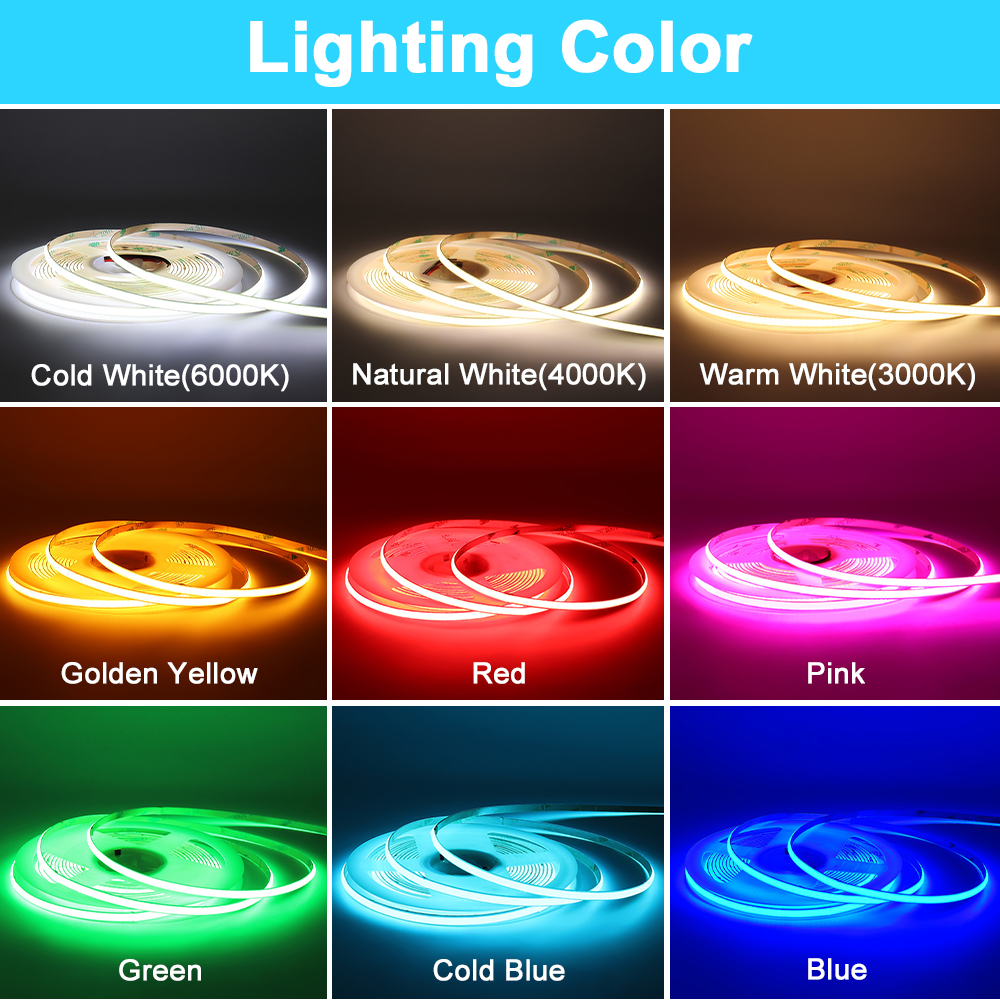 thumbnail video image 2 of 5mm COB LED Strip Light, 16.4FT DC 12V Gold COB Light Strip, 480LEDs/M Cuttable LED Light Strip for Bedroom Home Kitchen Cabinet Decor (NO Power Supply), 2 of 10