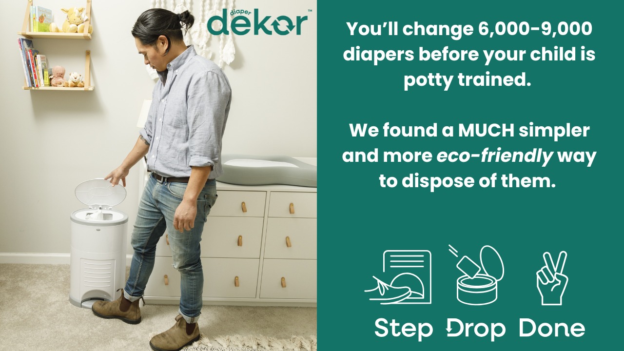 thumbnail video image 2 of Dekor Eko Plus Diaper Pail Made with 70% Recycled Materials, Hands-Free: Step–Drop–Done | Cost-Effective Refill System | Great Cloth Diaper Pail, Gray, 2 of 9