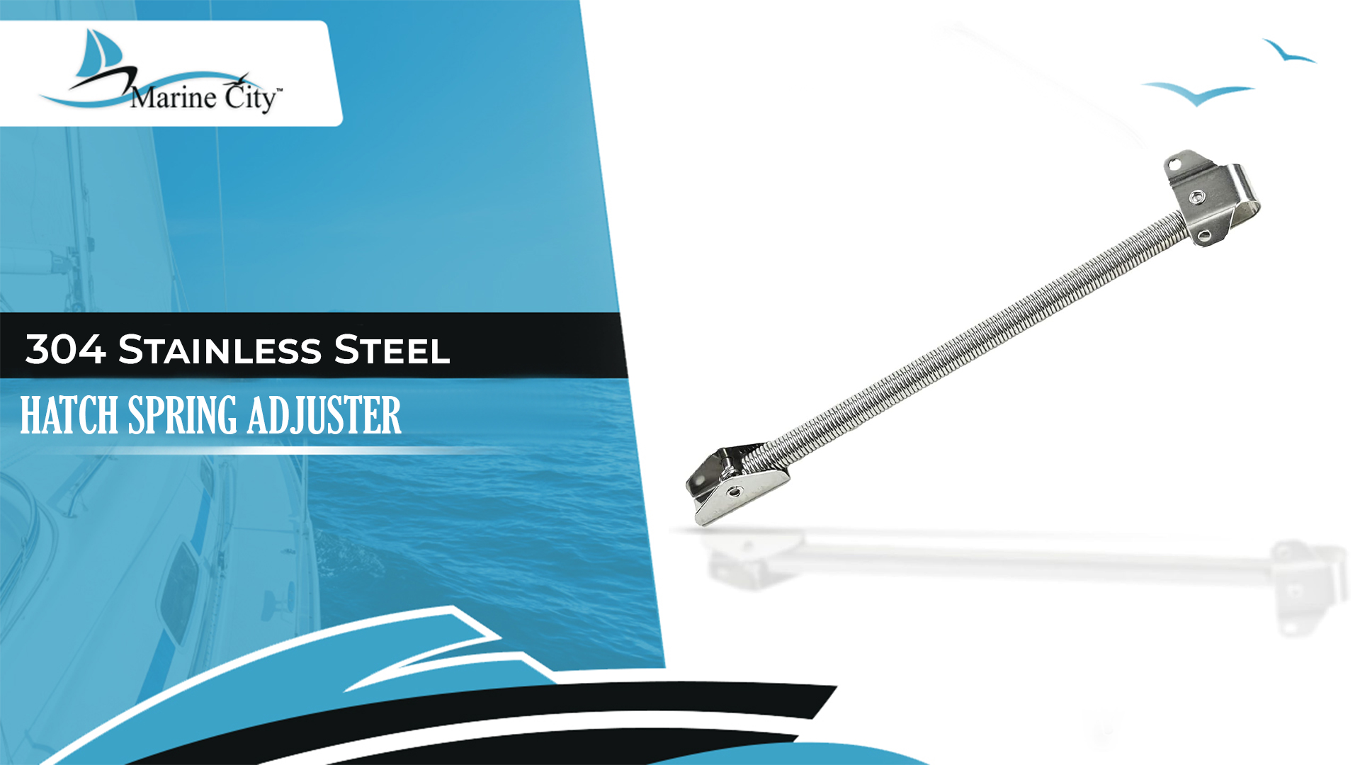 thumbnail video image 2 of MARINE CITY Hatch Spring Adjuster, 304 Stainless Steel, Corrosion-Resistant, 10 Inch Spring Length, 11-5/8 Inch Full Length, Ideal for Yachts, Boats & Harsh Environments Pack of 1, 2 of 9
