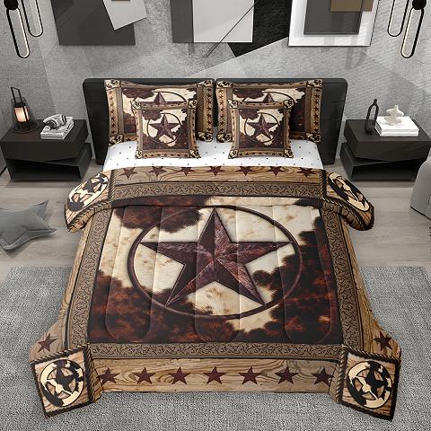 thumbnail video image 2 of Homewish Rustic Cattle Hide 7 Pieces Bedding Comforter Set,Boho Bohemain Tribal Full Bedding Set,Red Diamond Fitted Sheet Flat Sheet For Men Women,Breathable Home Decor Reversible, 2 of 9