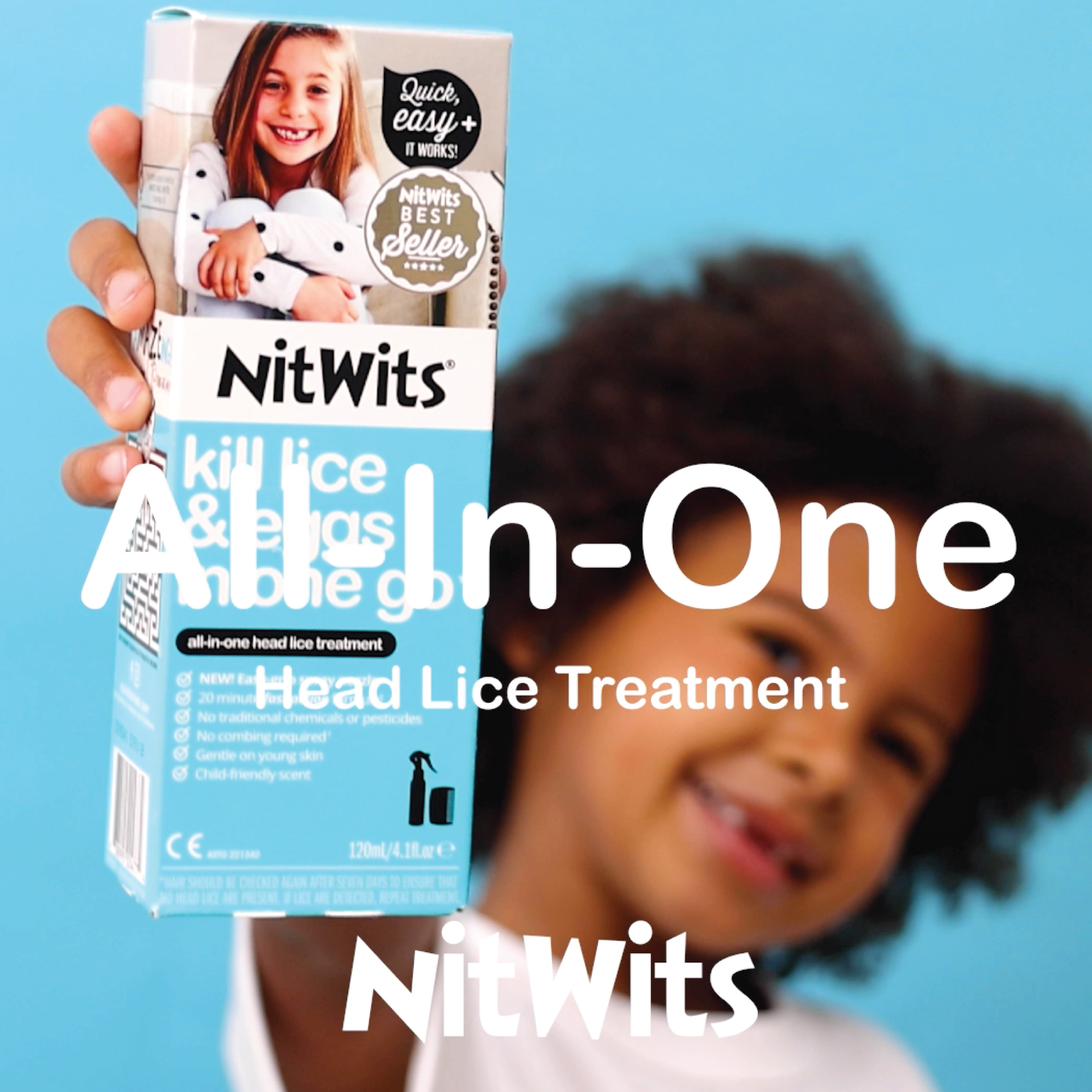 thumbnail video image 2 of NitWits All-in-One Lice Treatment Spray for Children & Adults, Killing Super Lice & Eggs, Includes Spray 4.1 fl oz & Nit Comb, 2 of 9
