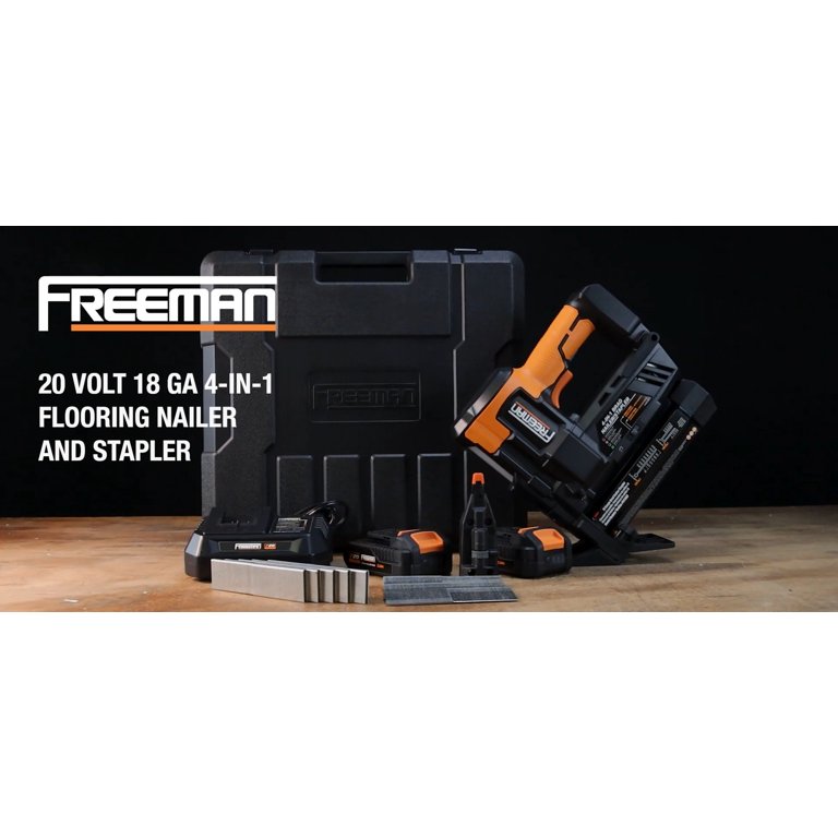 Cordless 20-Volt 4-in-1 18-Gauge 2 in. Flooring Nailer and Stapler with Lithium-Ion Batteries, Case, and Fasteners