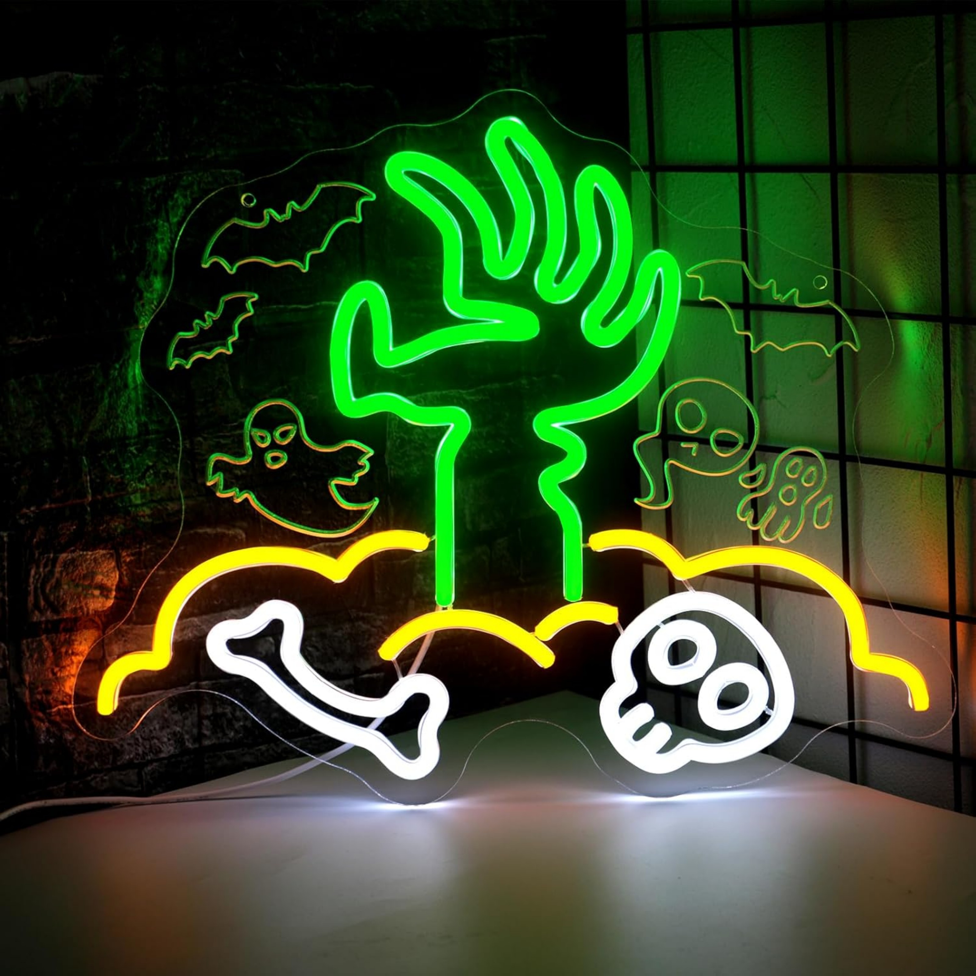 thumbnail video image 2 of UPONRAY Tomb Neon Signs, 15.8"*12.6" Dimmable & USB-Powered LED Neon Light, Stylish Wall Decor for Halloween Party, Home, Bar, Shop, Haunted House, 2 of 13