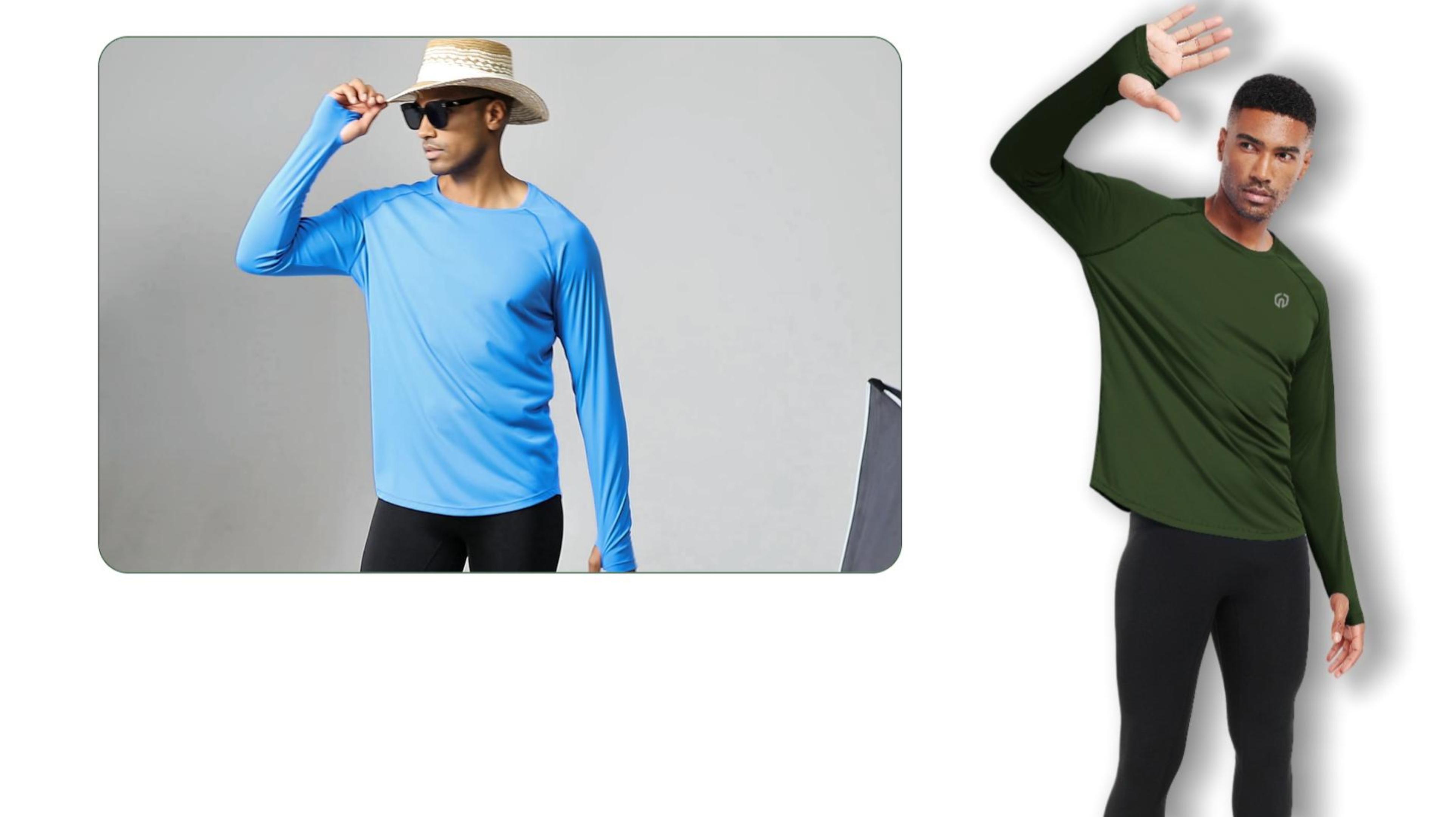 thumbnail video image 2 of NELEUS Mens UPF 50+ Sun UV Protection Shirts for Fishing Hiking Workout Long Sleeve with Thumb Hole,Gray+Navy Blue+Light Blue,US Size S, 2 of 8