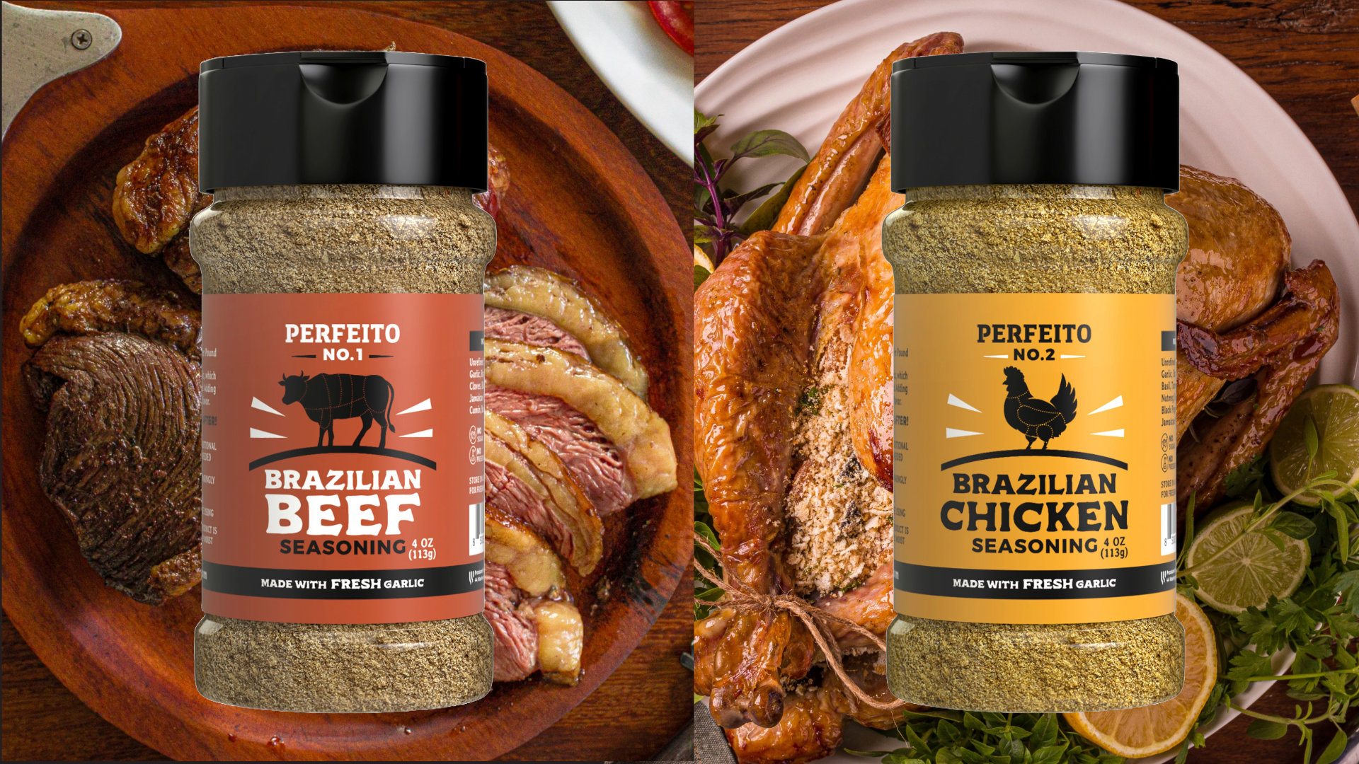 thumbnail video image 2 of PERFEITO Beef & Chicken Seasoning Set, Gluten-Free, All-Natural, 2-Pack, 2 of 10