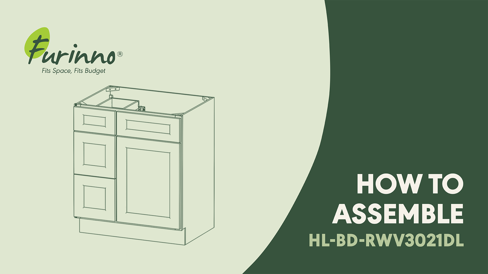 thumbnail video image 2 of Furinno Shaker Drawers Left Bath Vanity Cabinet without Top, Ready to Assemble, 21 D x 30 W x 34.5 H, White, 2 of 9
