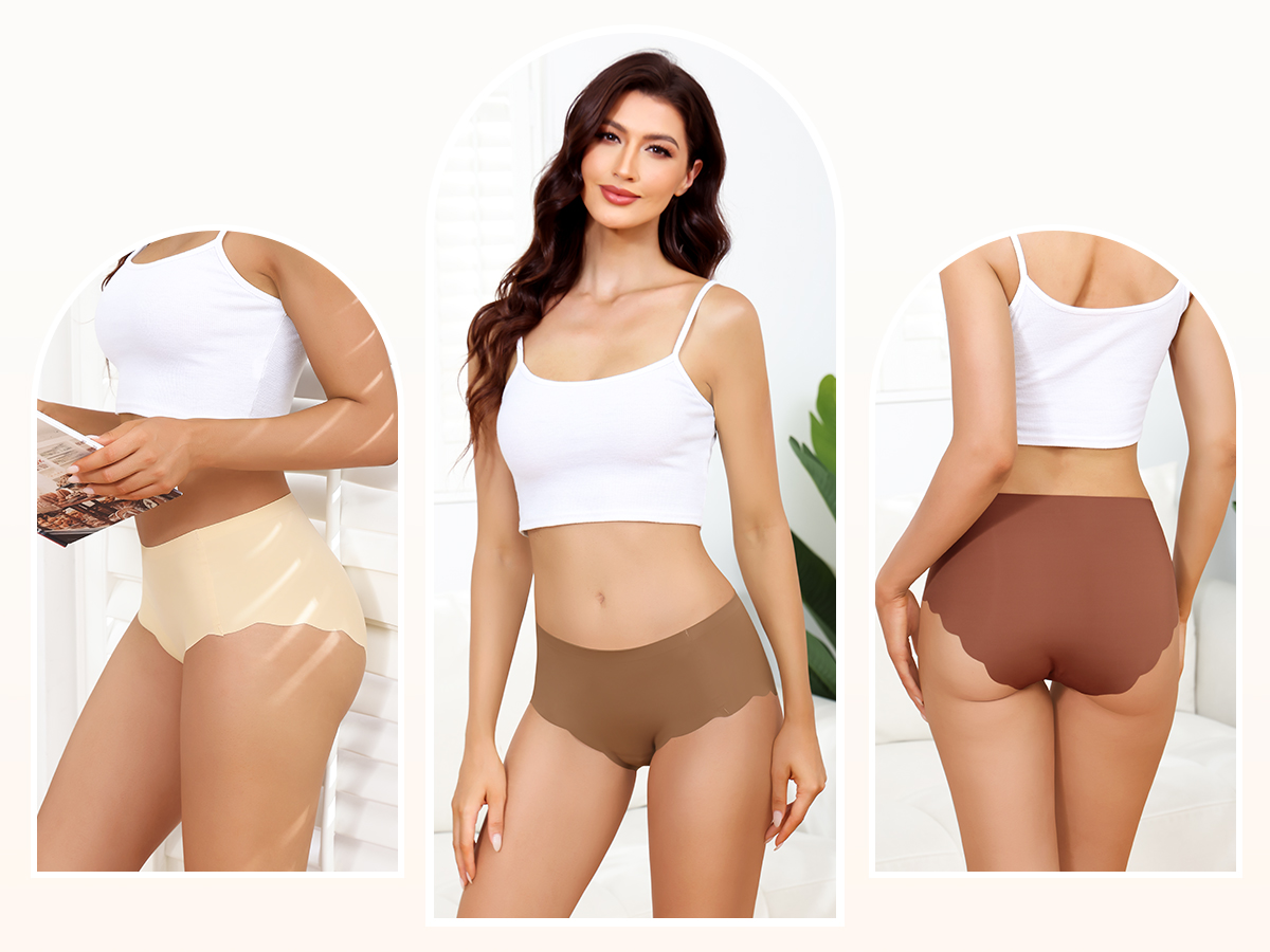 thumbnail video image 2 of Aijolen Women's Camel Proof Seamless Underwear Camel Toe Concealer No Show Yoga Workout Panties 5 Pack S-XXL, 2 of 9