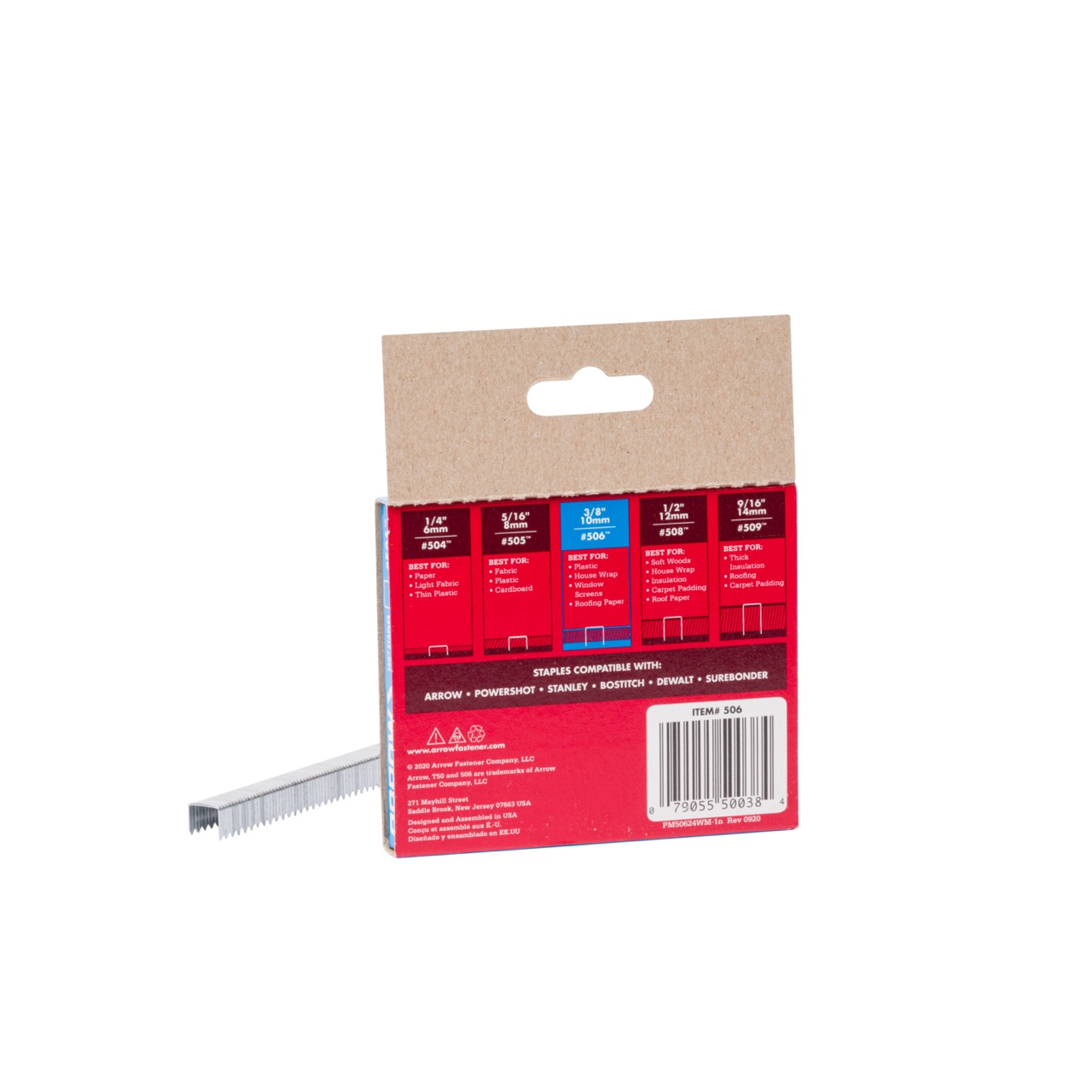 Arrow Fastener Flat Crown Staples, 1/2 x 3/8, Silver - 1250 pack