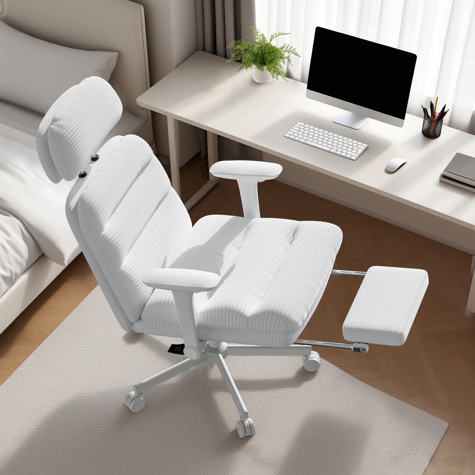 thumbnail video image 2 of Ninecer Ergonomic Office Chair with Footrest, Big and Tall Computer Desk Chair for Adults, Adjustable Swivel Chair with Headrest Lumbar Support, Grey, 2 of 8