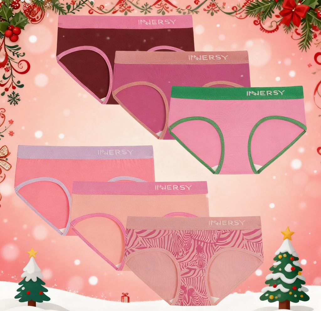 thumbnail video image 2 of INNERSY Underwear for Teens Cotton Briefs Contrasting Color Girl Panties Pack of 6 (10-12 Years,Multi Color & Stripes), 2 of 7