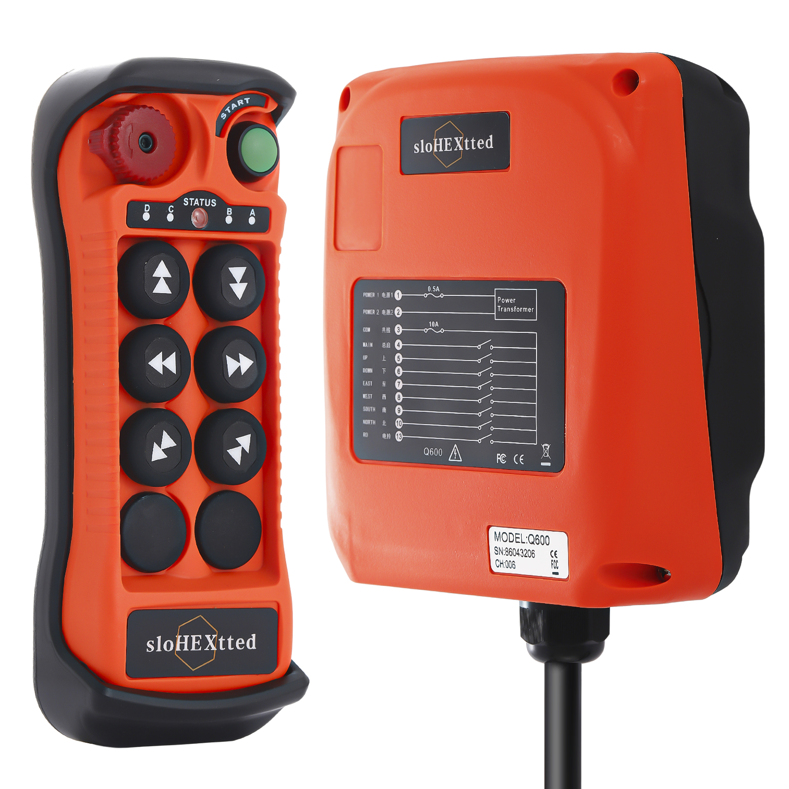 thumbnail video image 2 of 6 Channel Industrial Wireless Crane Radio Remote Control 12-24V 12V 24V DC for Electric Chain Hoist Overhead Bridge Travelling Crane Truck Two Transmitter and One Receiver, 2 of 8