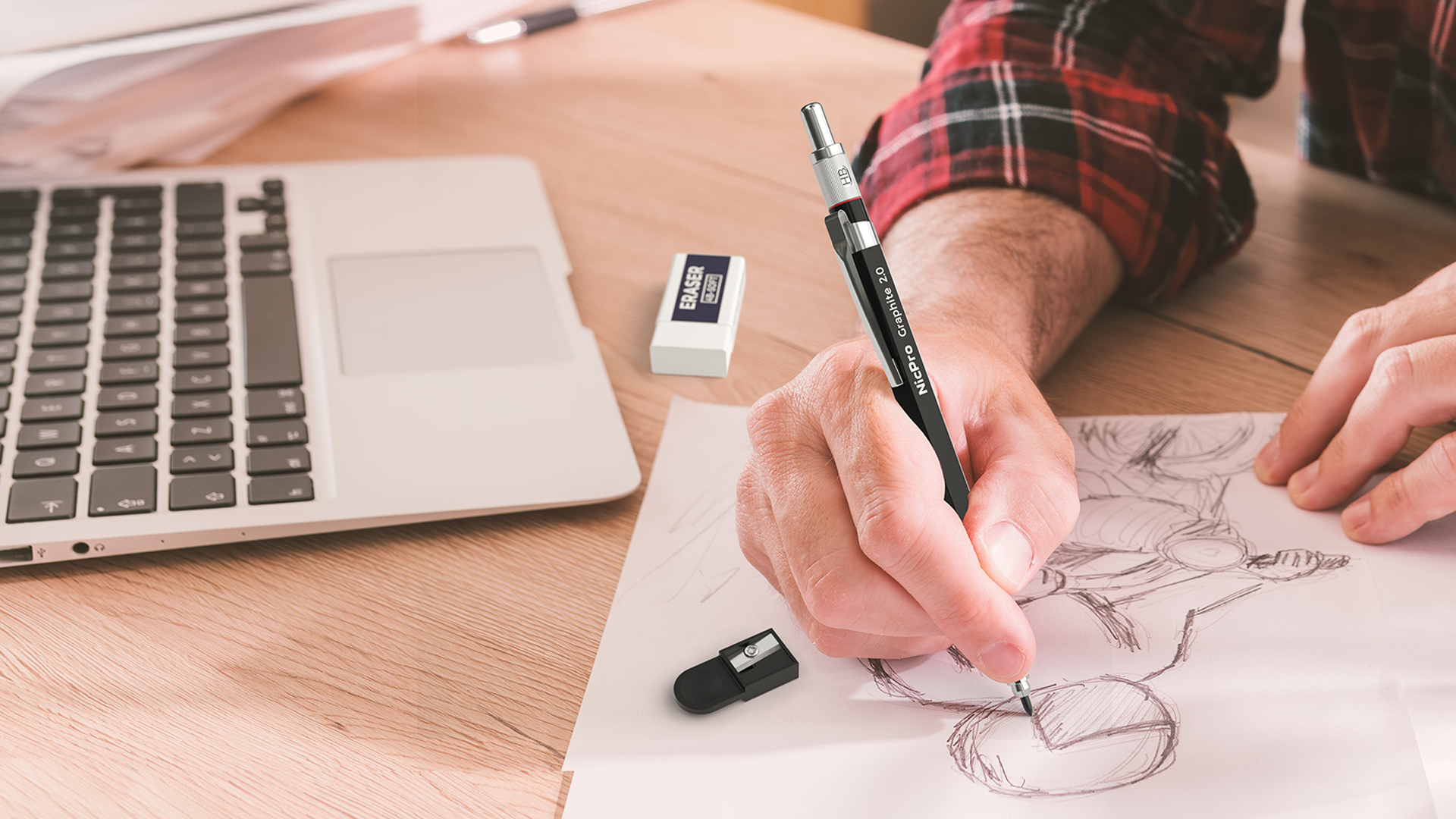 thumbnail video image 2 of Nicpro 6PCS Art Mechanical Pencil Set, 3PCS Metal Drafting Pencil 0.5 mm & 0.7 mm & 0.9 mm & 3PCS 2mm Graphite Lead Holder (2B HB 2H) with Lead Refills Case, 2 of 7