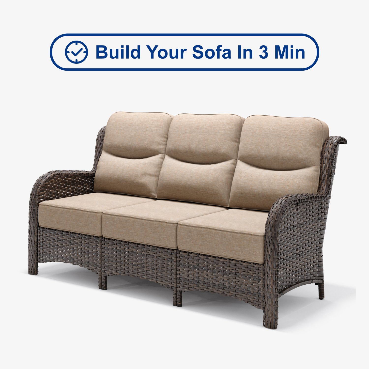 thumbnail video image 2 of Hillga Luxury Patio Furniture Set 3-Seater Sofa Backyard Swivel Rocker Chairs 5-Pieces Blue, 2 of 8