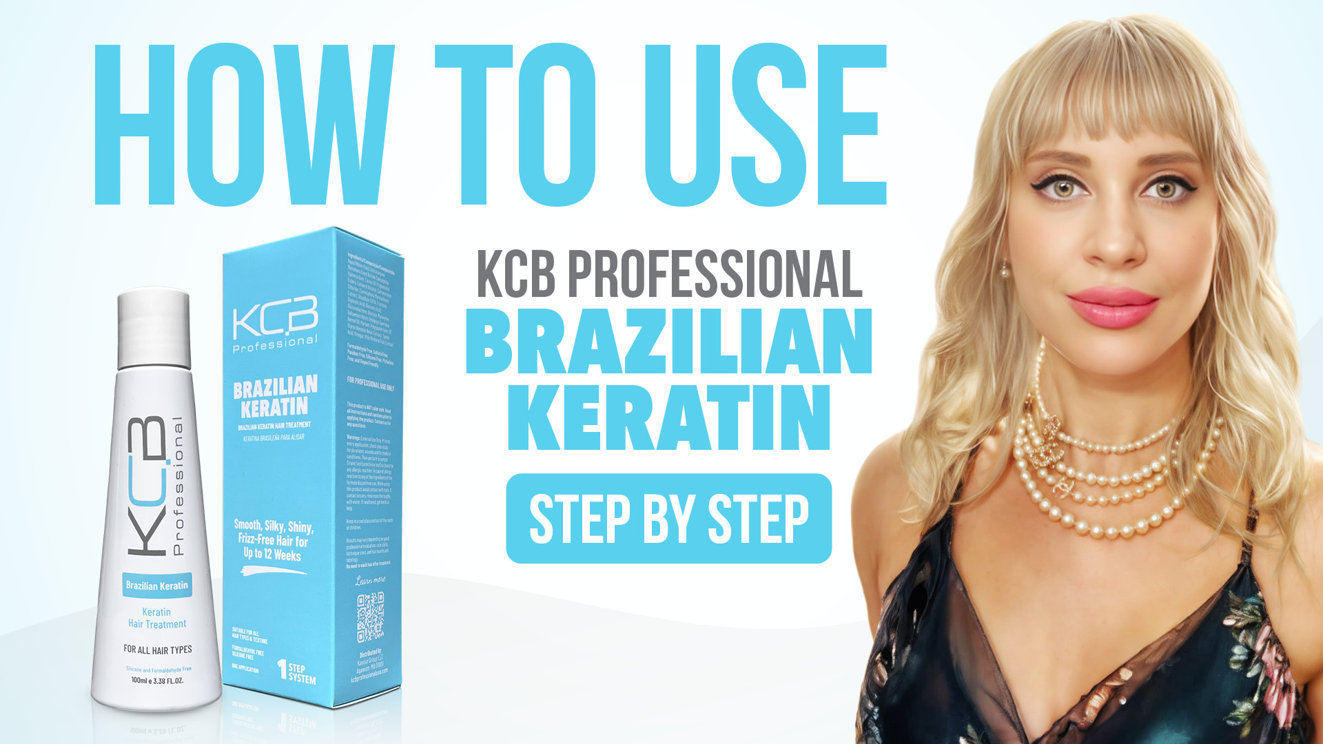 thumbnail video image 2 of KCB Professional Brazilian Keratin, 1 Step Keratin Hair Treatment Kit at Home. Straightening and Hair Frizz Control, All Hair Types, 3.38Floz, 2 of 7