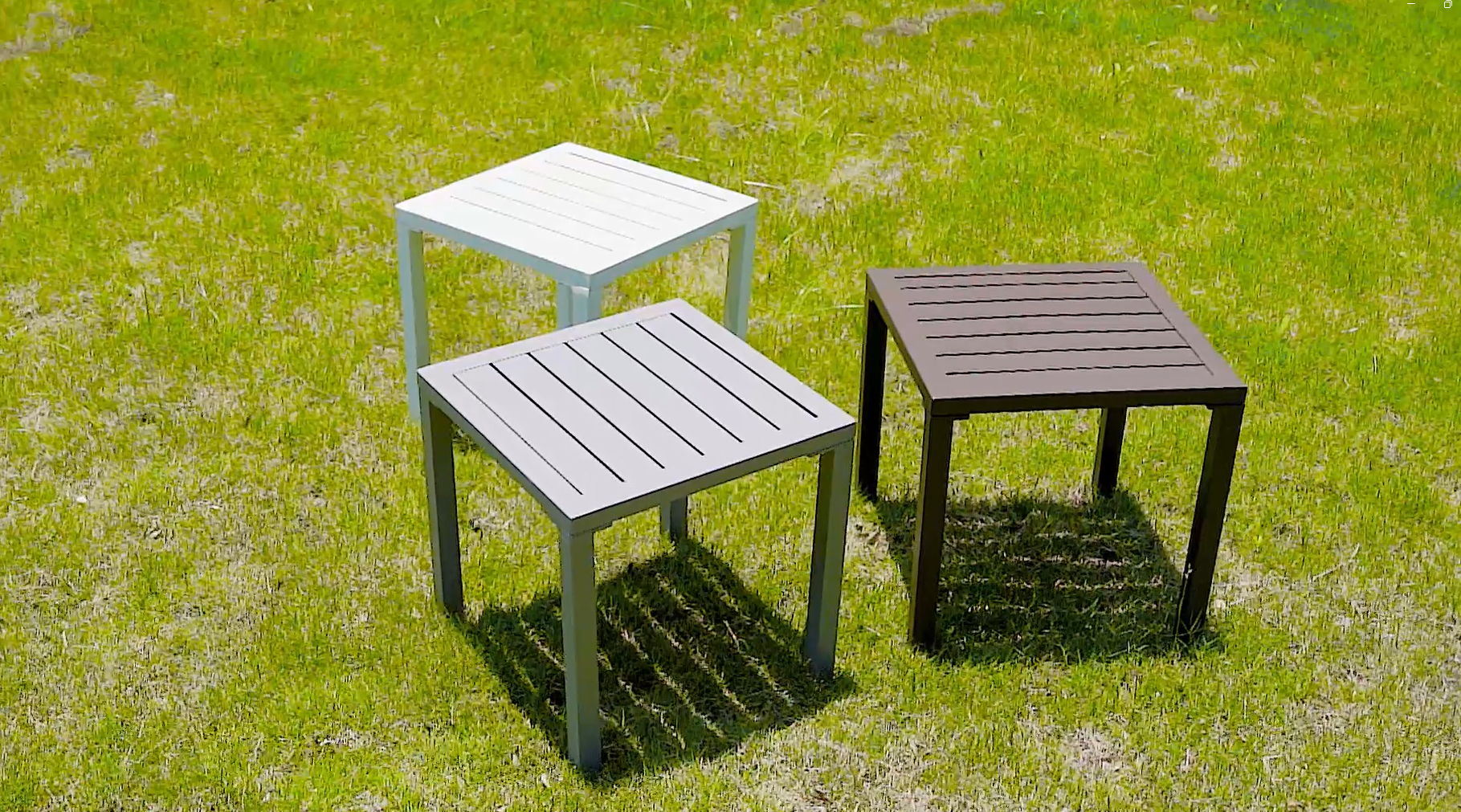 thumbnail video image 2 of Pellebant Outdoor Side Table Rectangular Aluminum Patio Small End Table,Brown, 2 of 9