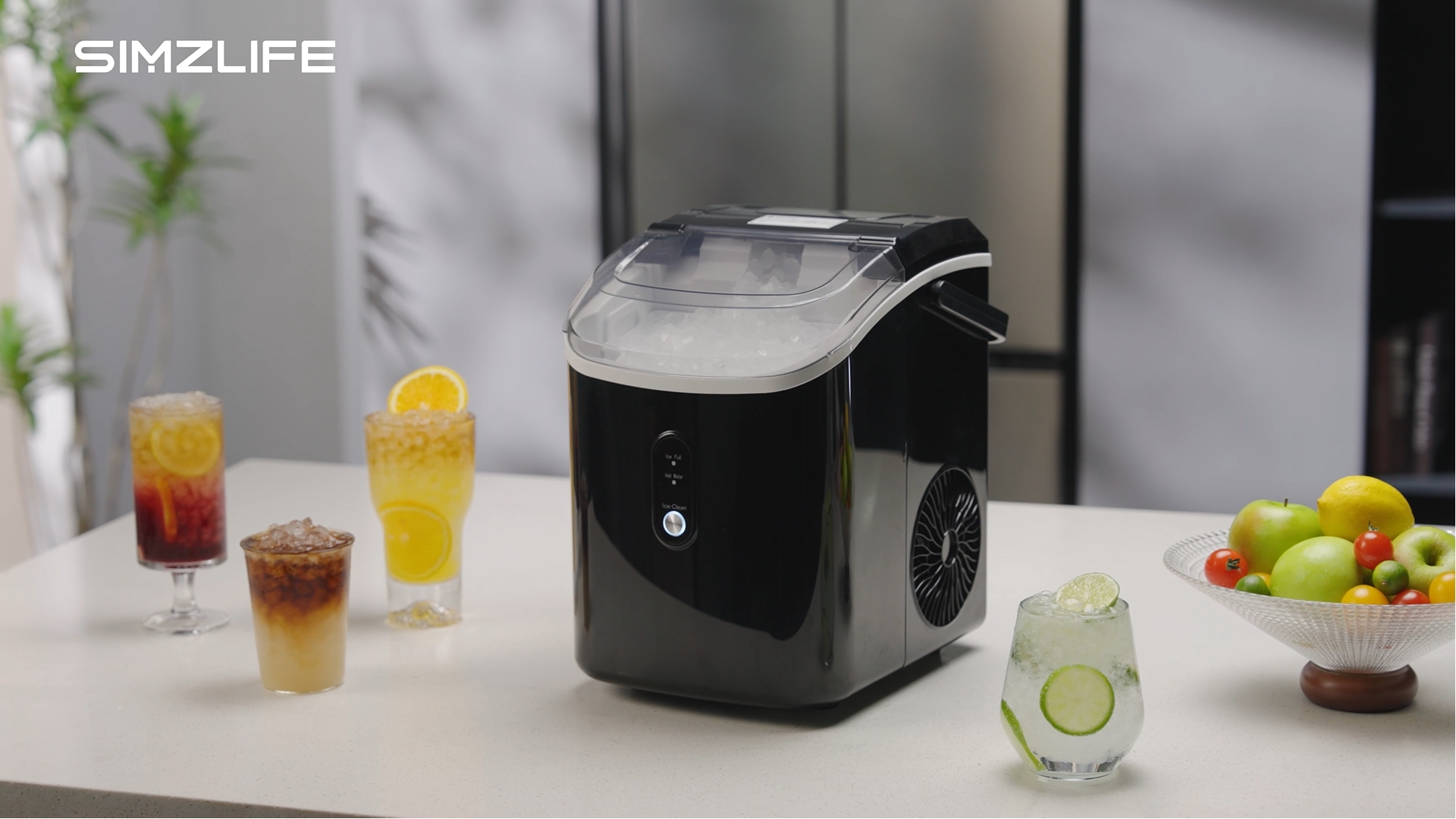 thumbnail video image 2 of Simzlife 35lbs/24H Nugget Ice Maker Countertop,Portable Ice Maker Machine with Auto-Cleaning, Silver, 2 of 10